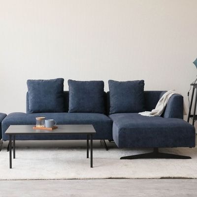 ［幅213］ アシェント ｜ カウチソファ 三人掛け アイアン脚 L字 ソファ 3Pソファ ファブリック