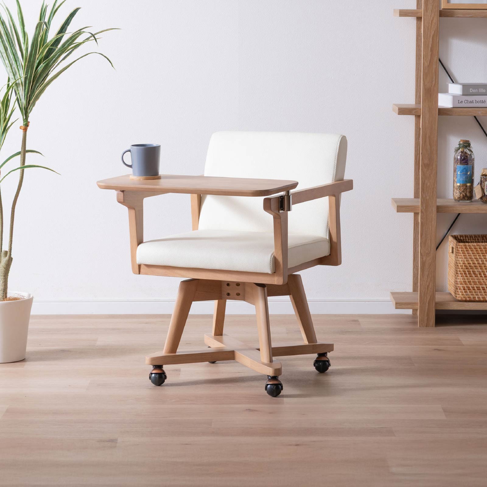 ［座面高さ44］ ワルシャワ ｜ 回転 テーブル付き キャスター デスクチェア ダイニングチェア