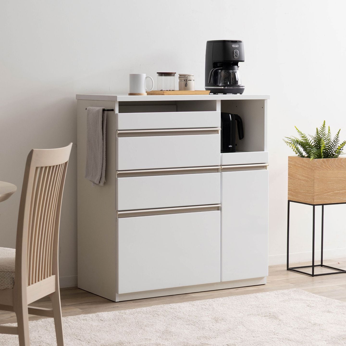 ［幅90］ ユアー ｜ 収納 スライド棚 レンジ台 キッチンカウンターの商品画像