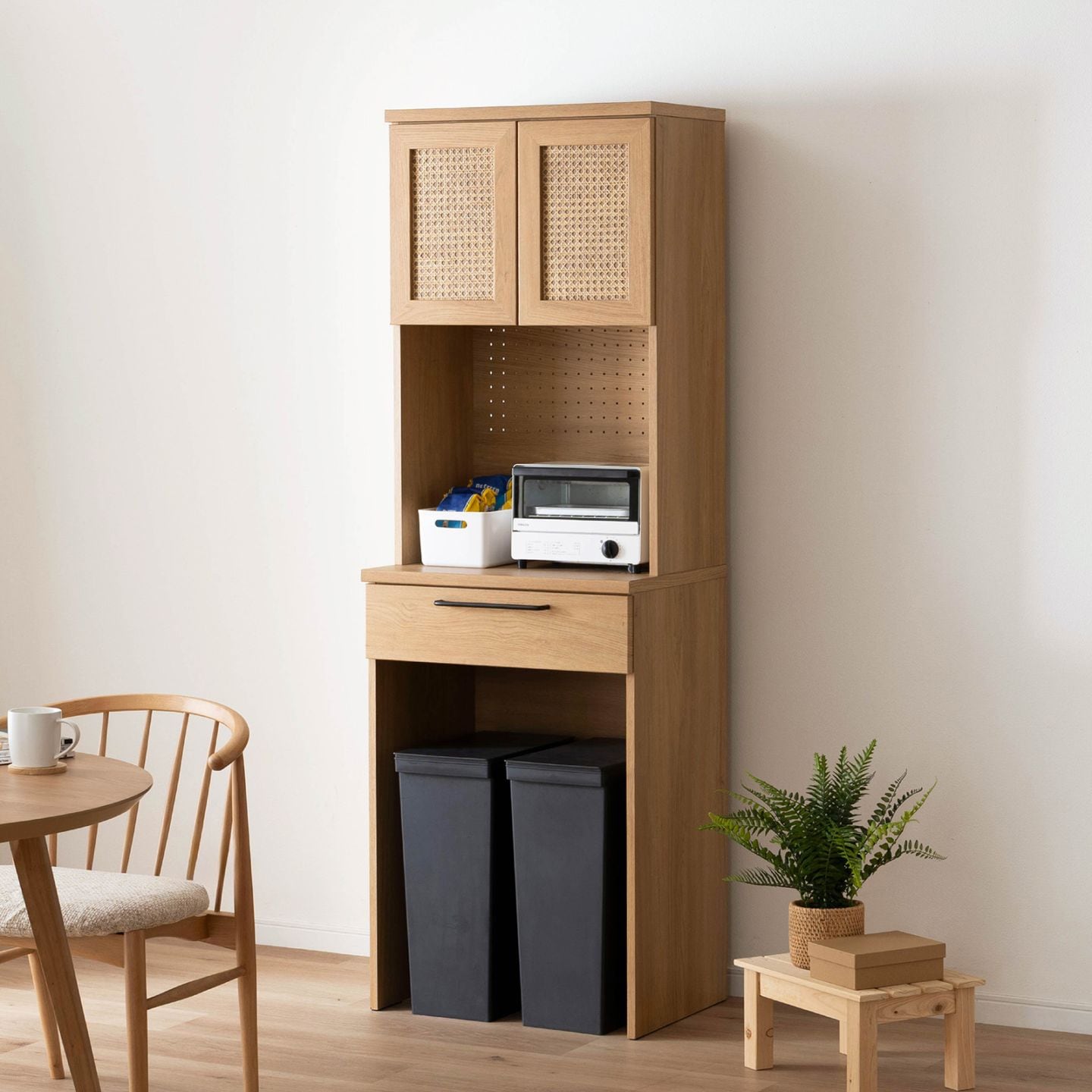 ［幅60］ ジオム ｜ 収納 ゴミ箱 スライド棚 レンジ台 キッチンボード 食器棚の商品画像