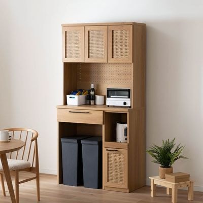 ［幅90］ ジオム ｜ 収納 ゴミ箱 スライド棚 レンジ台 キッチンボード 食器棚のサムネイル1