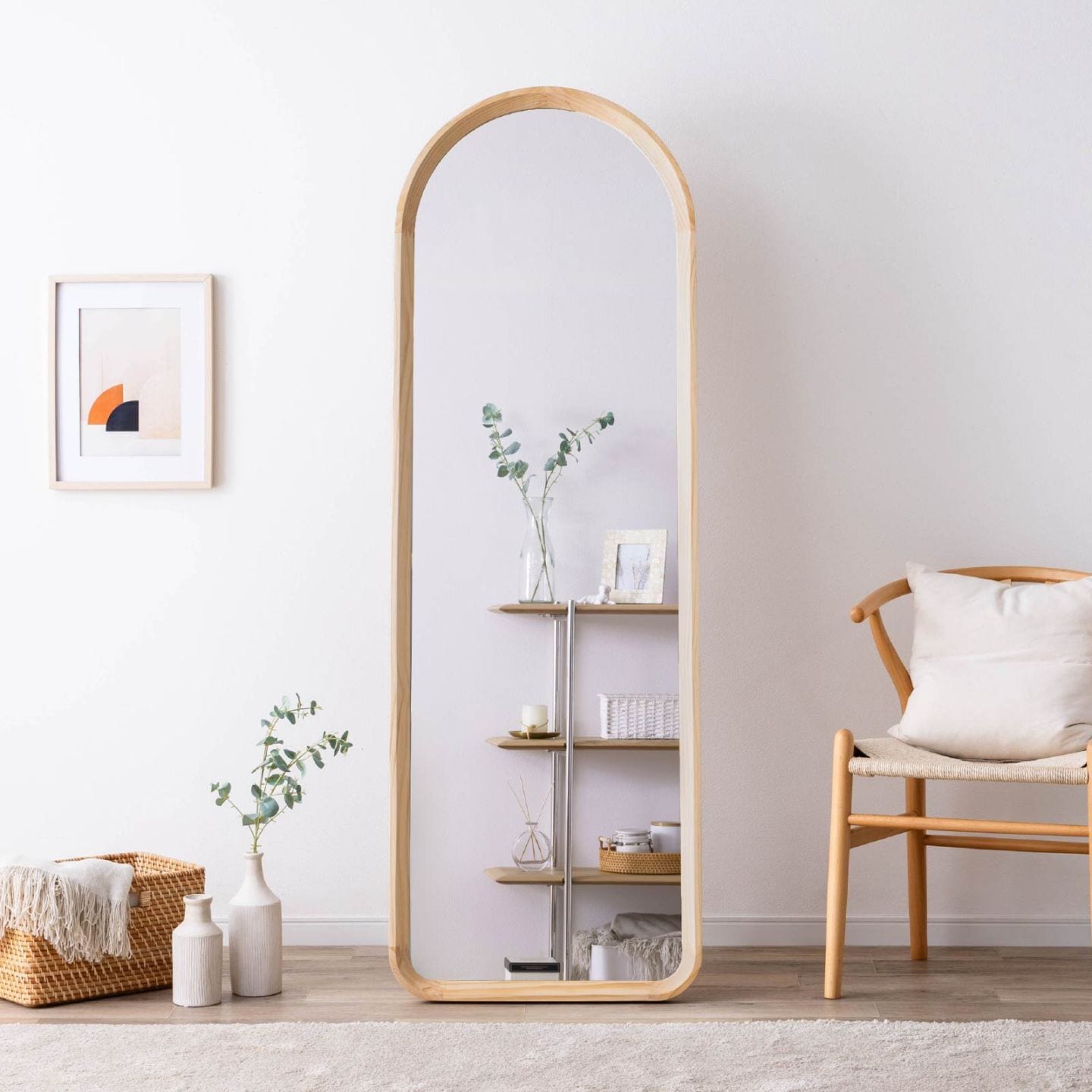 ルーマ ｜ 無垢材 自立型 全身鏡 ミラー インテリア 雑貨