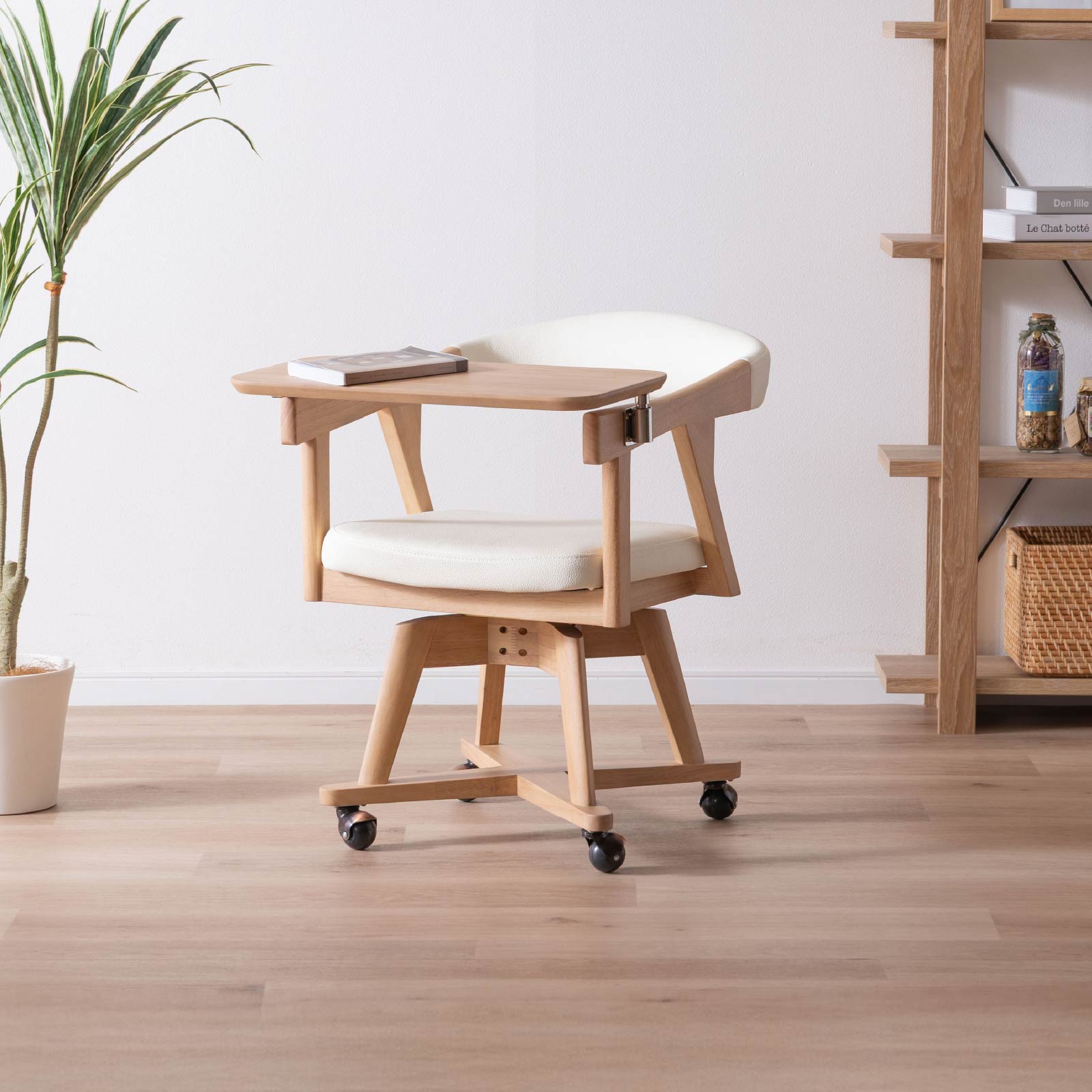 ［座面高さ43.5］ へレス ｜ 回転 テーブル付き キャスター デスクチェア ダイニングチェア