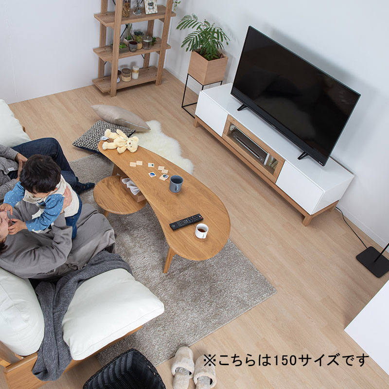 ［幅180］ テレビボード 白 木製 テレビ台 ローボード 180cm 北欧 収納 引き出し ホワイト オーク 無垢材 光沢 ツヤ UV塗装 リビングボード AVラック TVボード