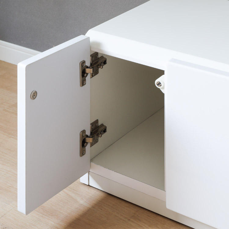 ［幅140］ロレッタ | テレビ台 ローボード テレビボード 鏡面 リビングボード 白木目 UV塗装 【在庫限り品】