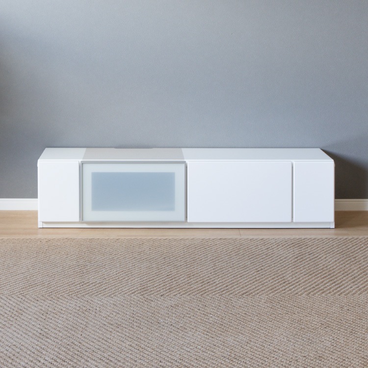 ［幅140］ロレッタ | テレビ台 ローボード テレビボード 鏡面 リビングボード 白木目 UV塗装 【在庫限り品】