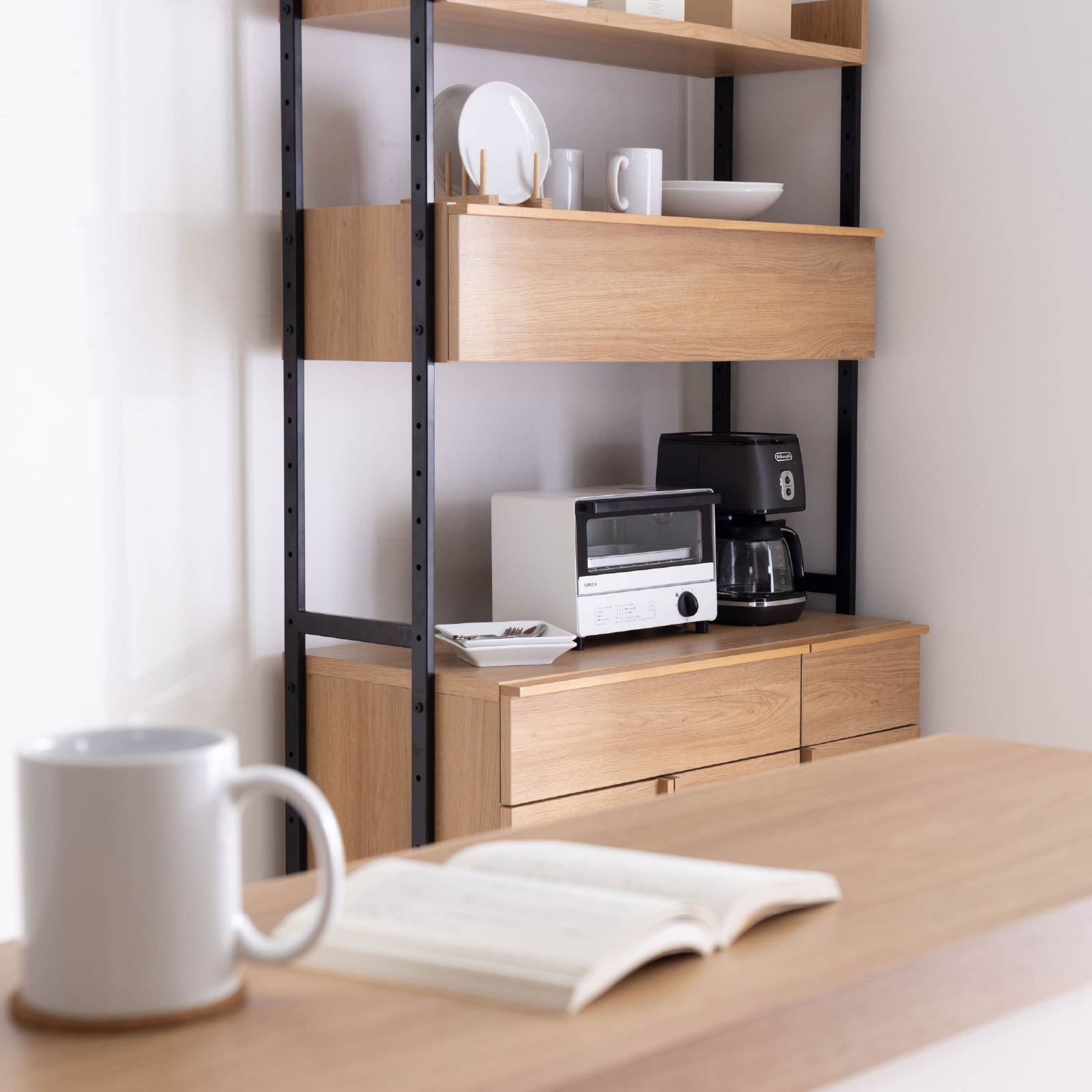 ［幅90］ リシュ ｜ オープン収納 食器棚 キャビネット