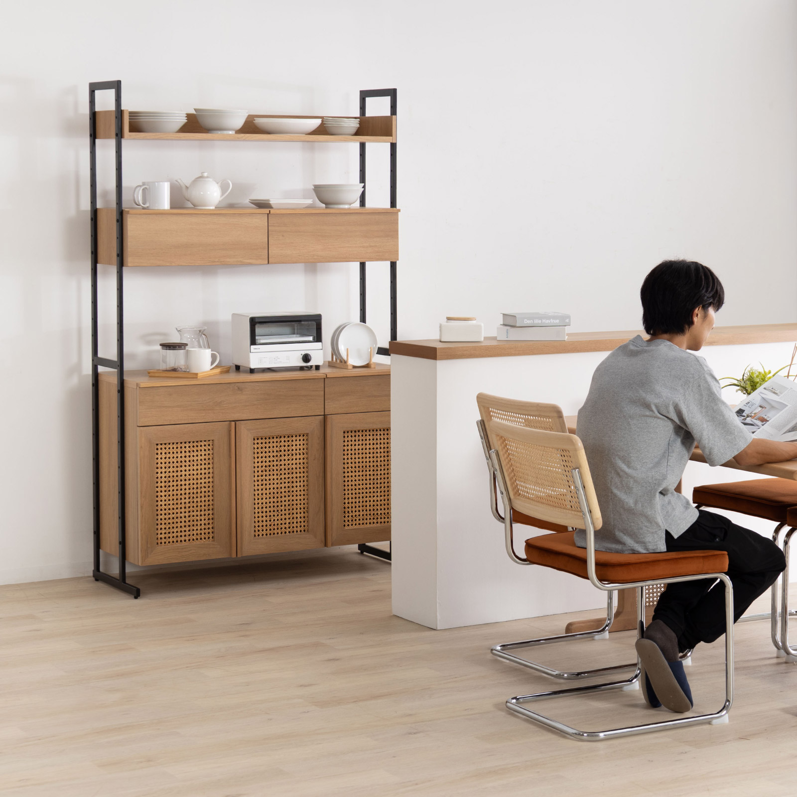 幅110］ リシュ ｜ オープン収納 食器棚 キャビネット