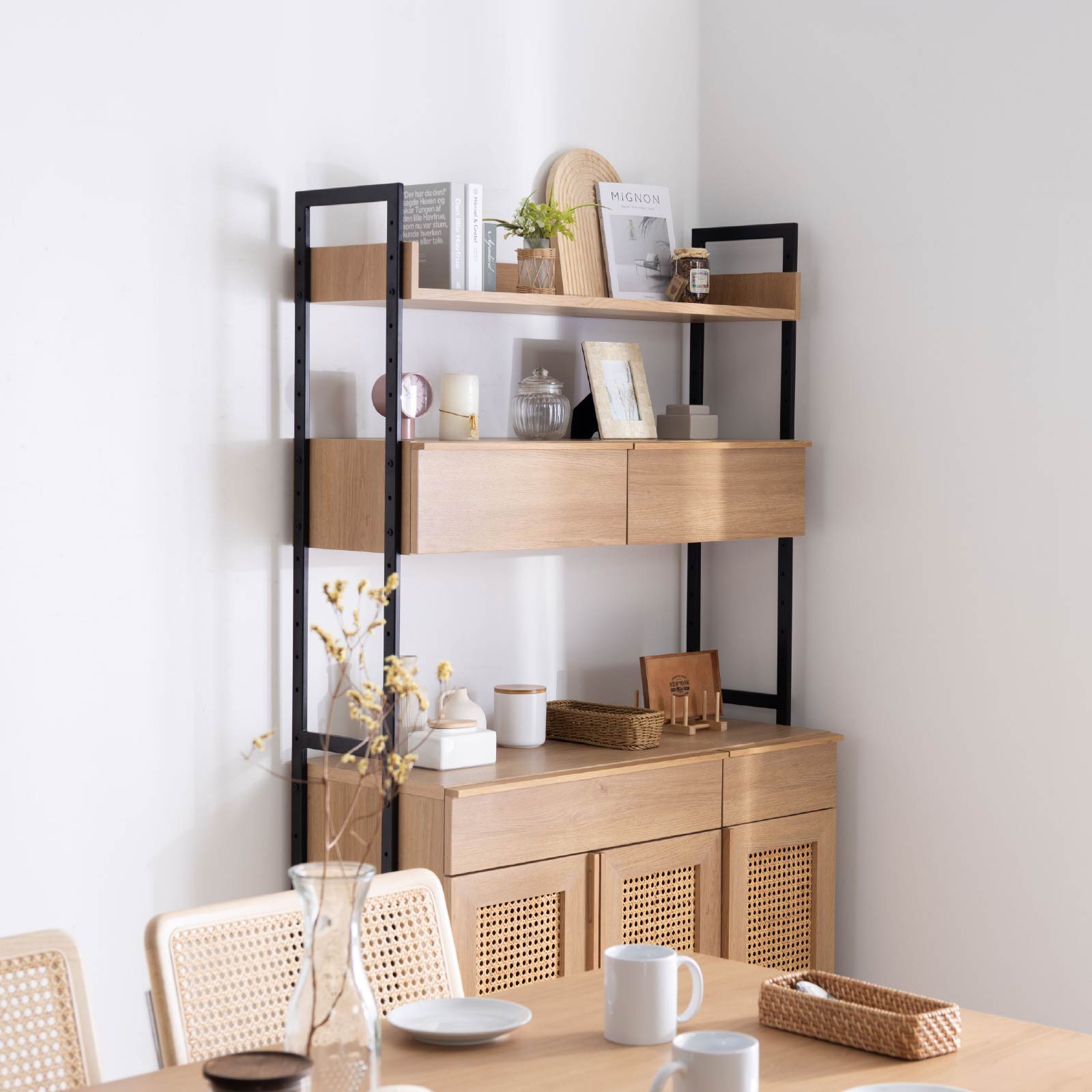 ［幅110］ リシュ ｜ オープン収納 食器棚 キャビネット