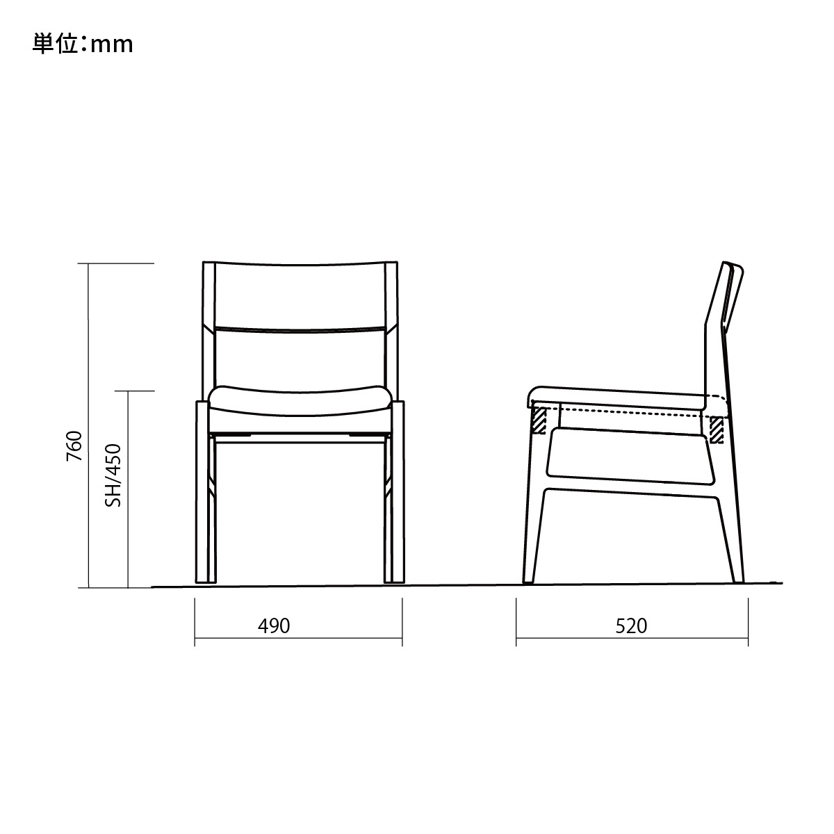 【2脚セット】 ［幅49/座面高45］ ダイニングチェア 木製 アームレス 椅子 レッドオーク 無垢材 レザー調 ファブリック デザイナーズ