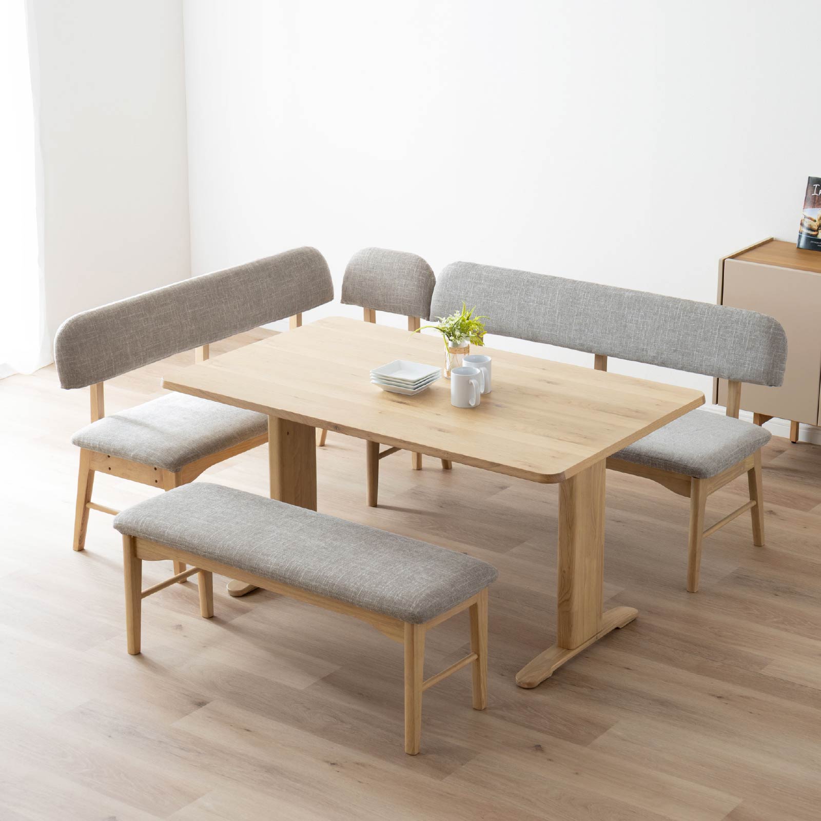 ［幅135/座面高43.5］ ダイニングチェア 背付きベンチ 無垢材 カバーリング