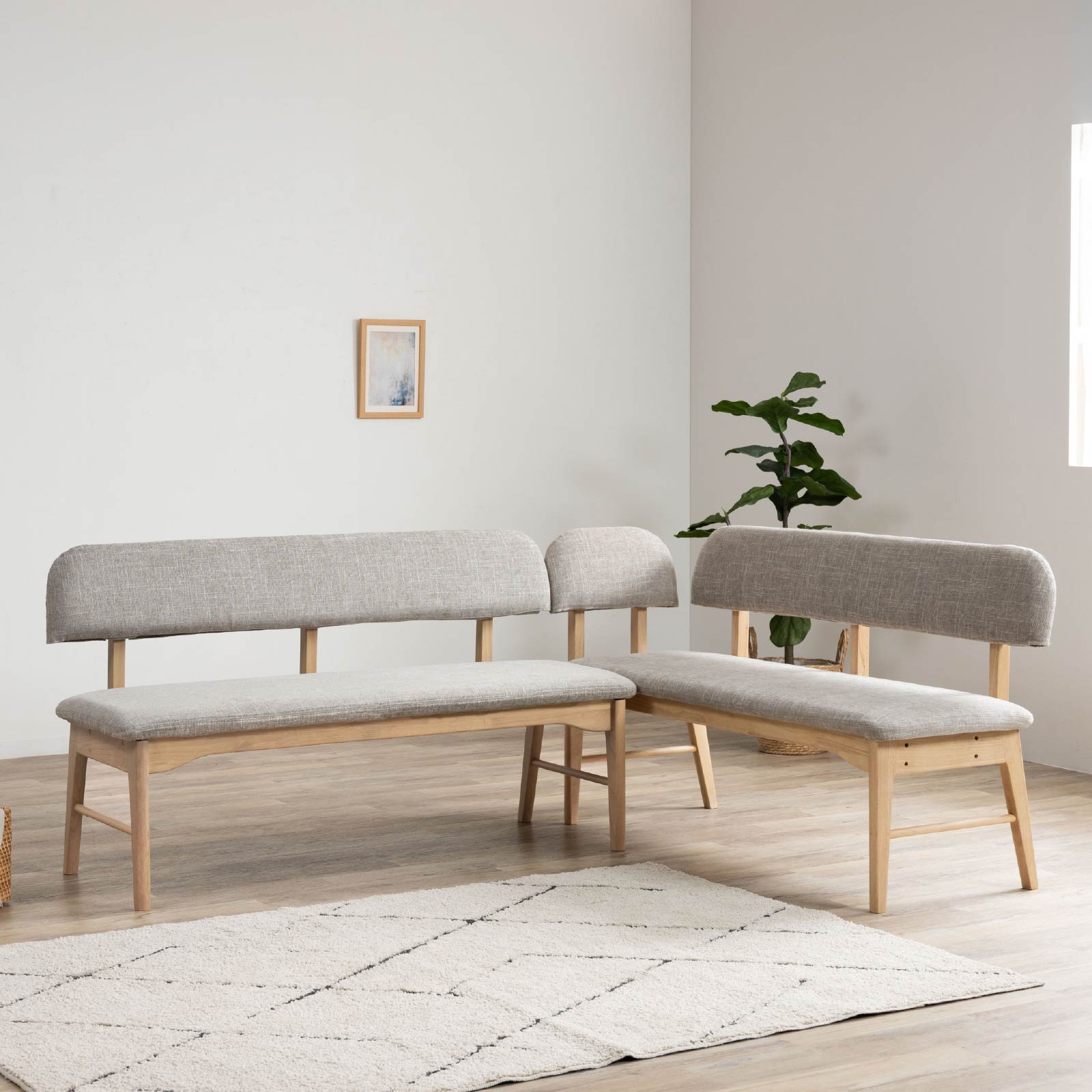 ［幅135/座面高43.5］ ダイニングチェア 背付きベンチ 無垢材 カバーリング