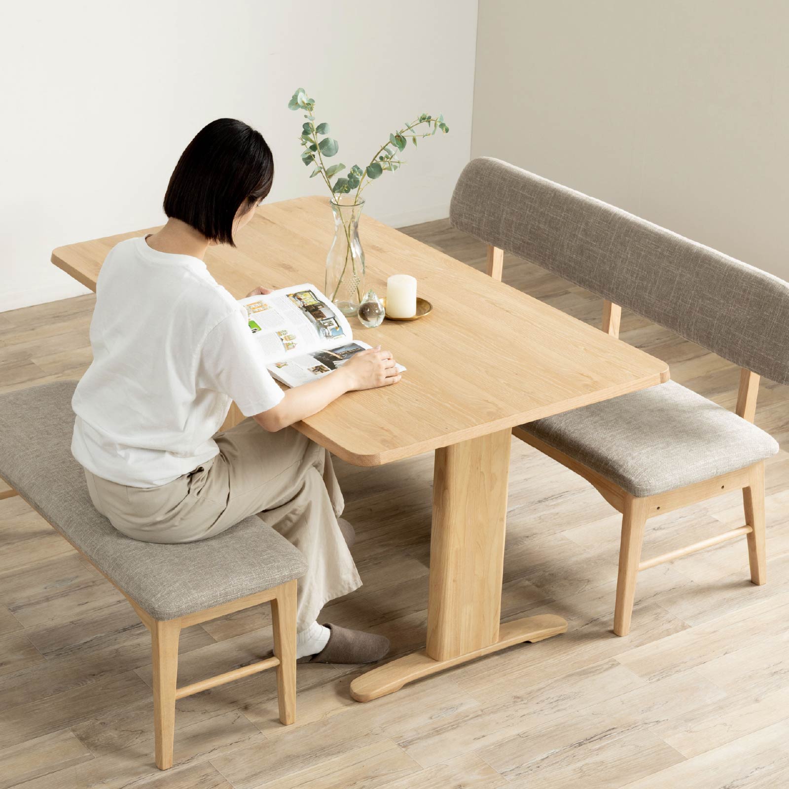 木製ダイニングテーブルセット 2脚+ベンチ 楽天市場】ダイニングテーブルセット ベンチ 4点 一枚板風 4人