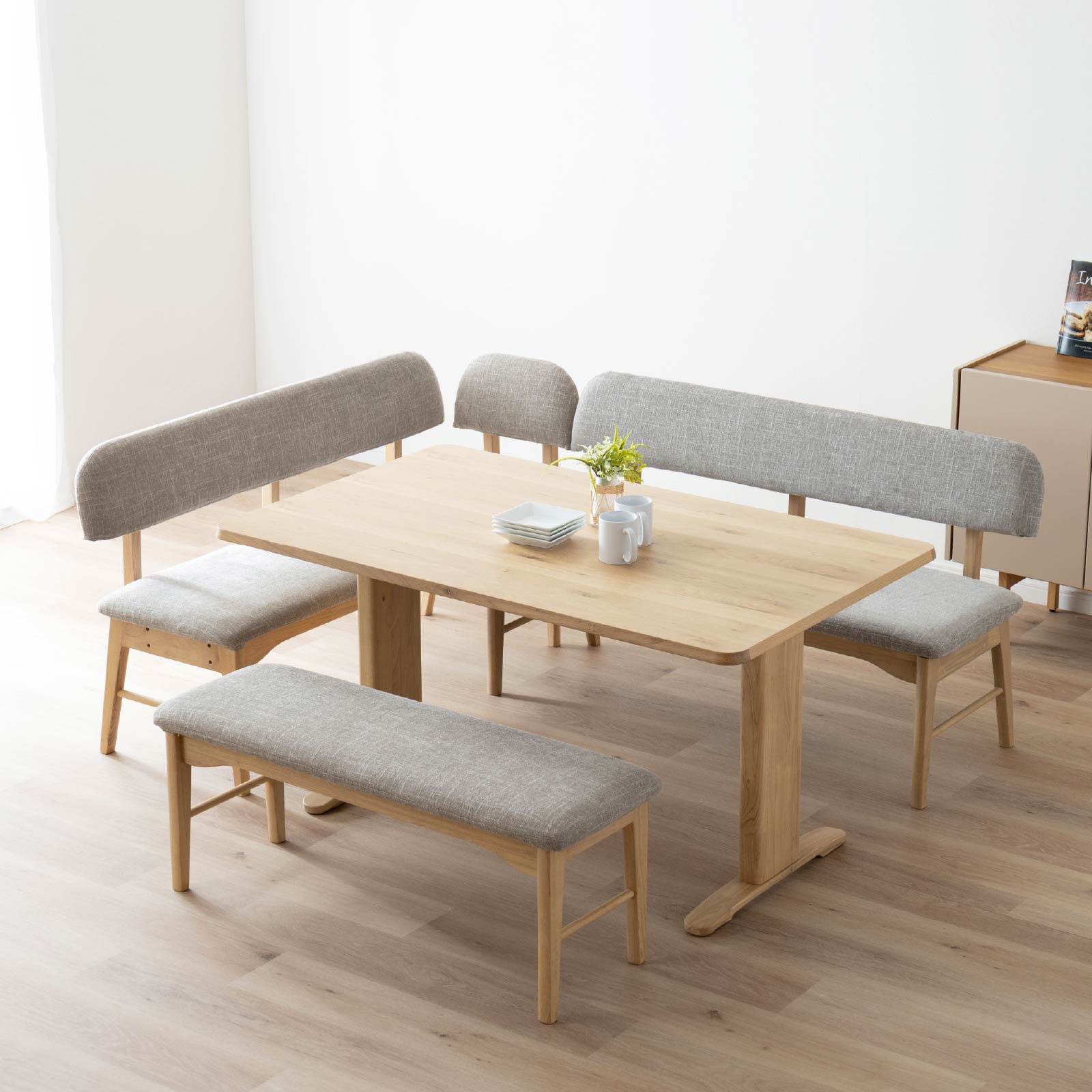 朝日木材加工 オーク材 ダイニングセット テーブル ベンチ 連結椅子 2脚セット 朝日木材加工 オーク材 ダイニングセット テーブル ベンチ 連結