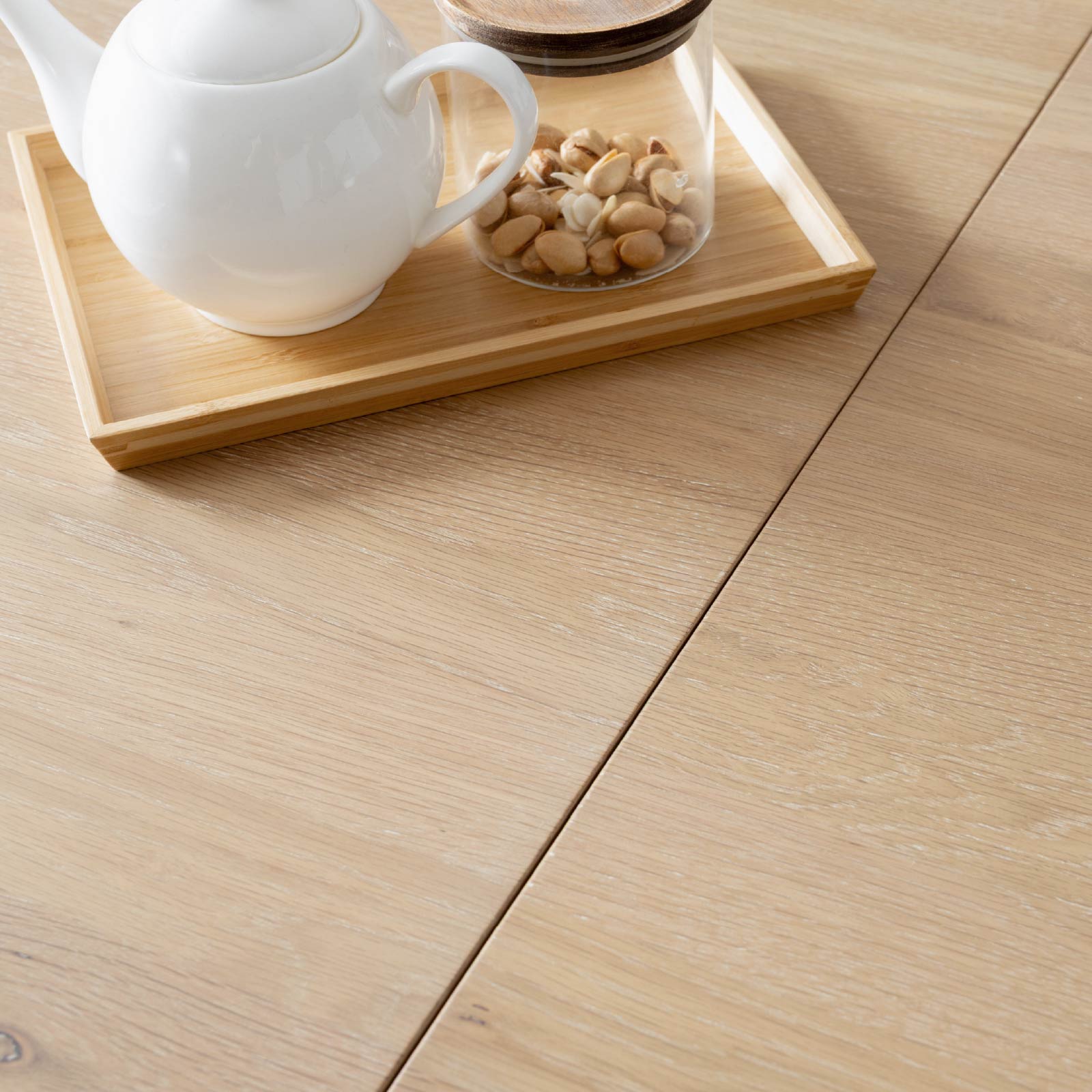 【6点セット】［幅145］ 伸長 ダイニングテーブル 4本脚 オーク 無垢材