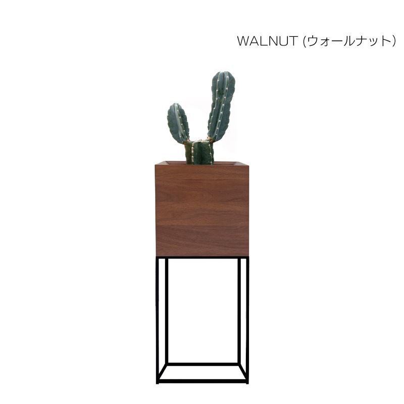 [幅25/奥行25/高さ65] フラワーポット 鉢カバー プランター アイアン ウォールナット オーク 天然木 OT-L1