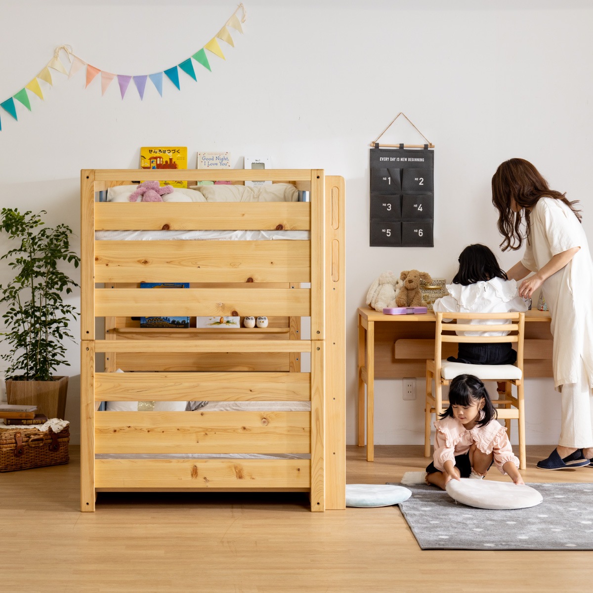 開梱設置付き】 二段ベッド ひのき シングル ベッド ヒノキ 無垢材
