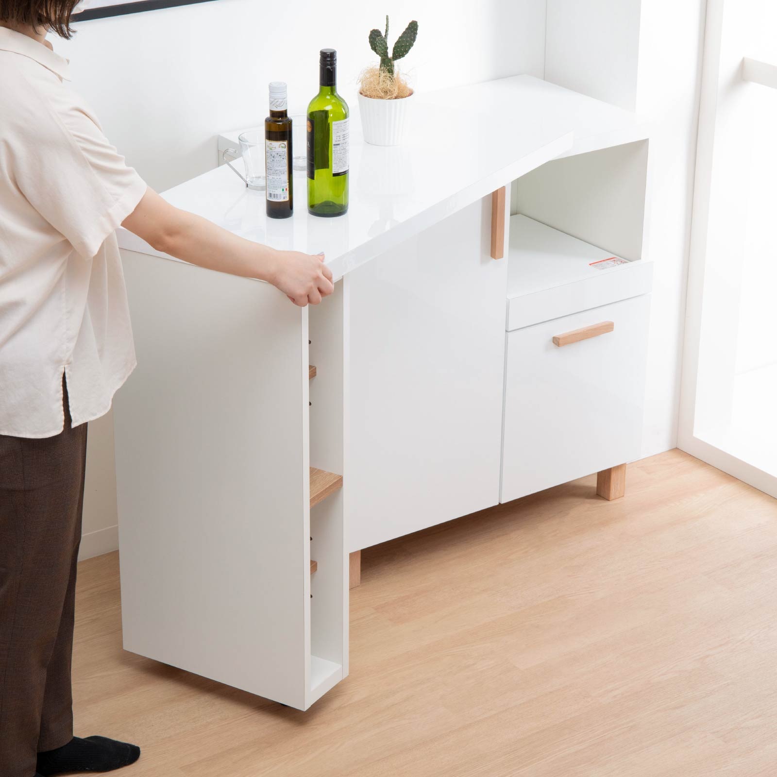 スライド式伸長カウンター｜キッチン収納｜家具の通販tac INTERIOR
