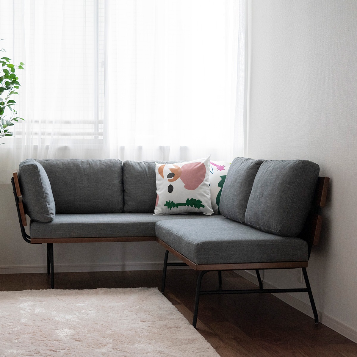 幅122］2人掛けソファ アイアン脚｜北欧ナチュラル ファブリック 2P