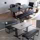 ［幅150］ セラミック ダイニングテーブル グレー テーブル 150cm 石目柄 黒 アイアン脚 4人掛け