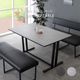 ［幅150］ セラミック ダイニングテーブル グレー テーブル 150cm 石目柄 黒 アイアン脚 4人掛け