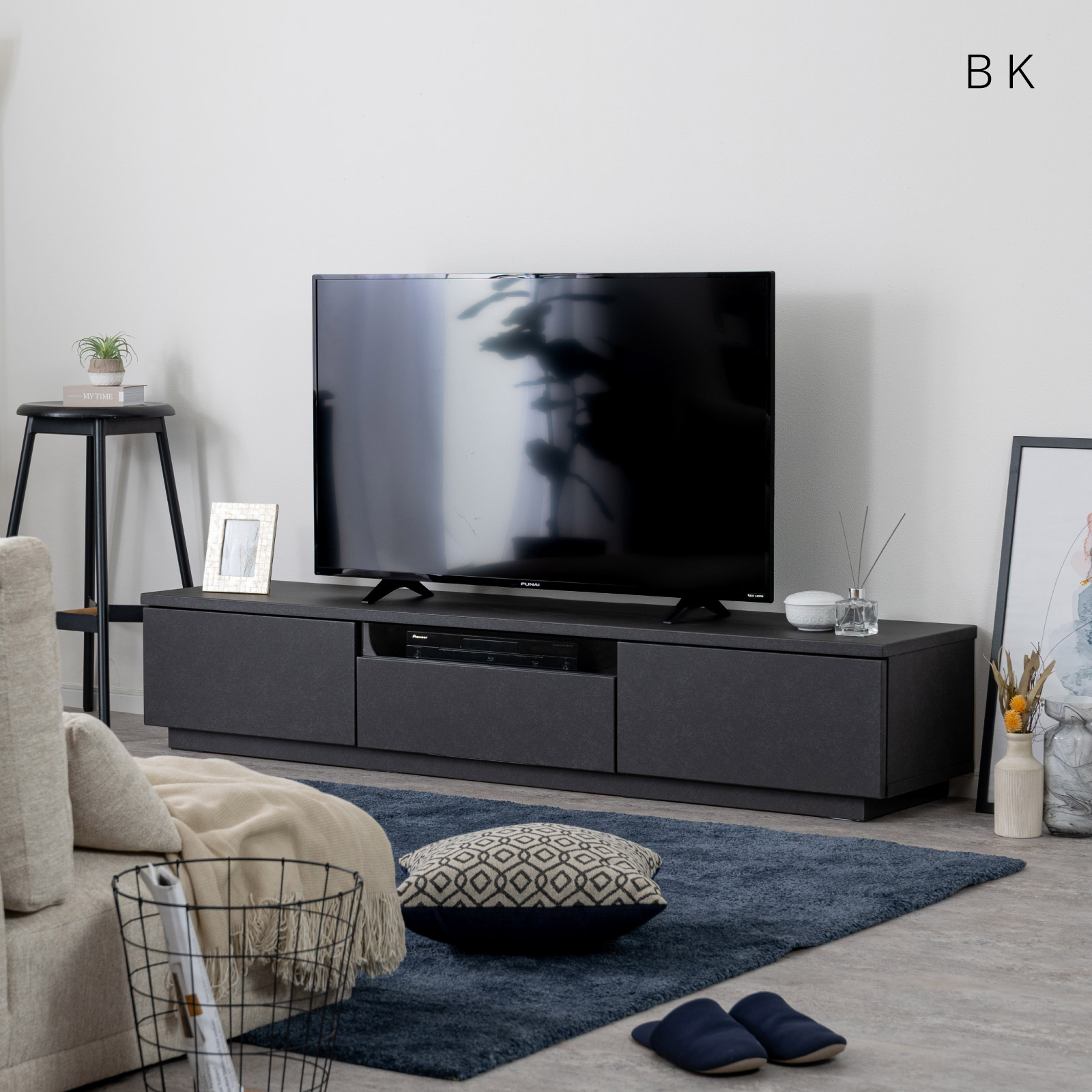 幅180］ セラミック調 テレビ台 ローボード ｜大型テレビ対応 完成品