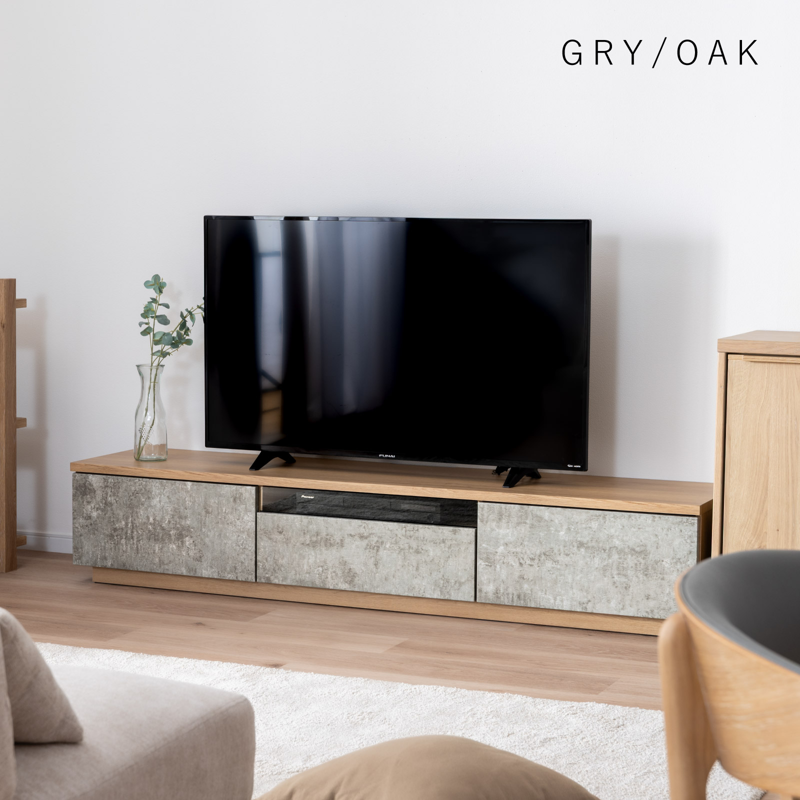 幅180］ セラミック調 テレビ台 ローボード ｜大型テレビ対応 完成品