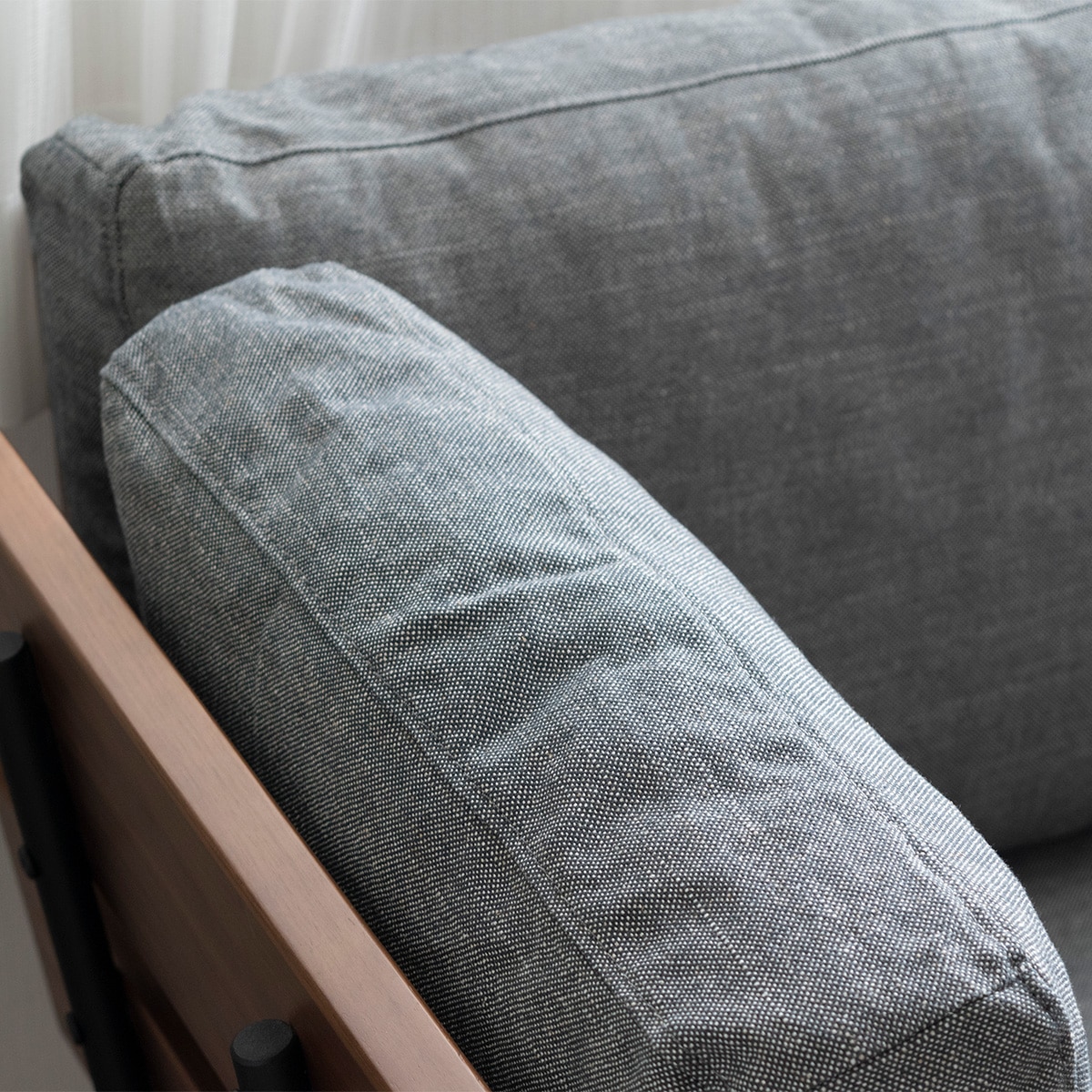 [幅148/座面高45］ カウチ 2人掛け カウチソファ アイアン ウォールナット ファブリック