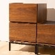 ［幅40］リノ | キャビネット 2段 収納 リビングボード サイドボード セラミック調 ウォールナット スチール脚 チェスト
