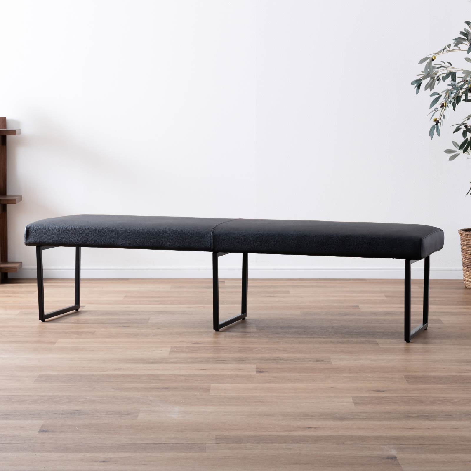 ［幅170］ ダイニングベンチ PVCレザー アイアン脚 ベンチ