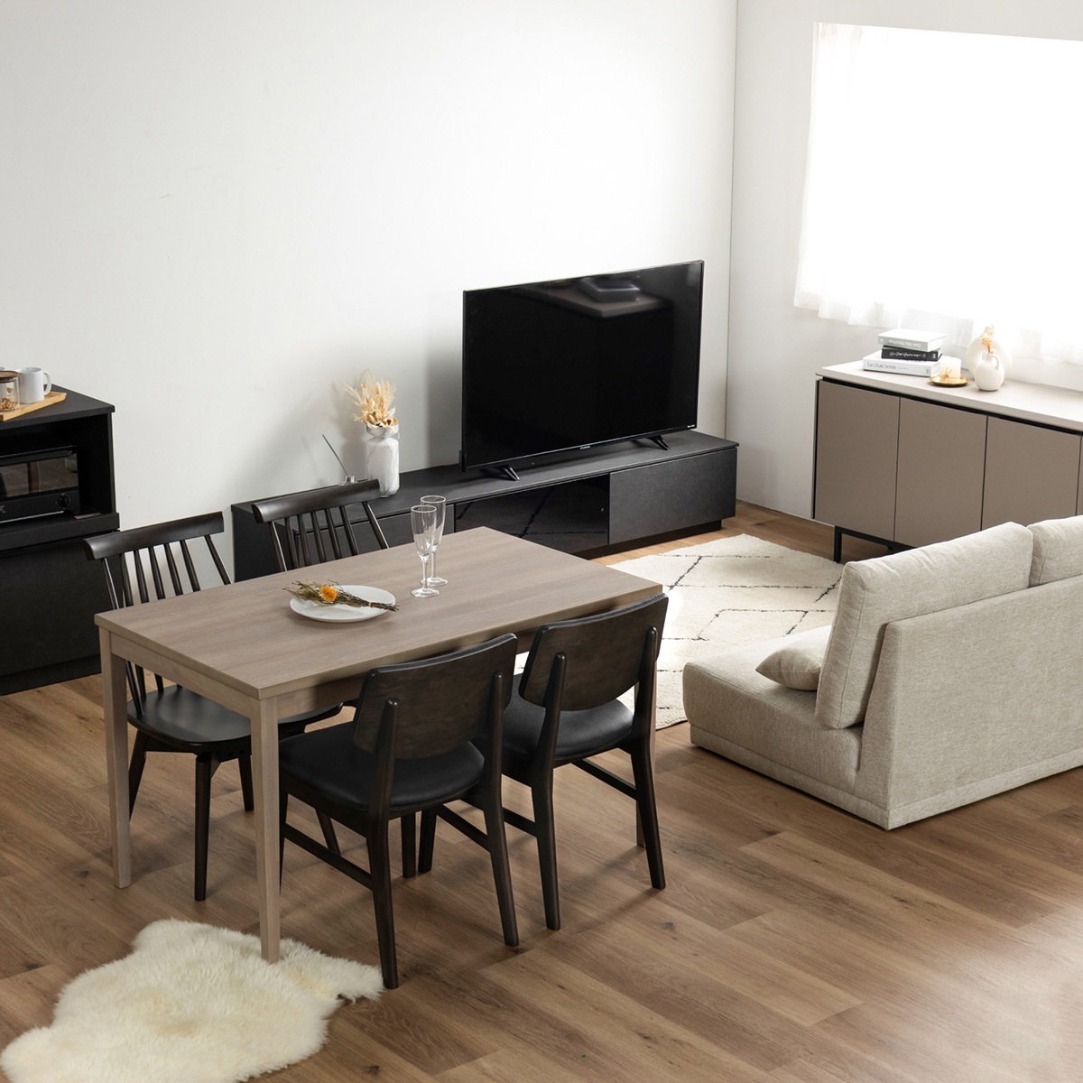 ［幅120］ サルビー ｜ メラミン化粧板 ダイニングテーブル グレージュ