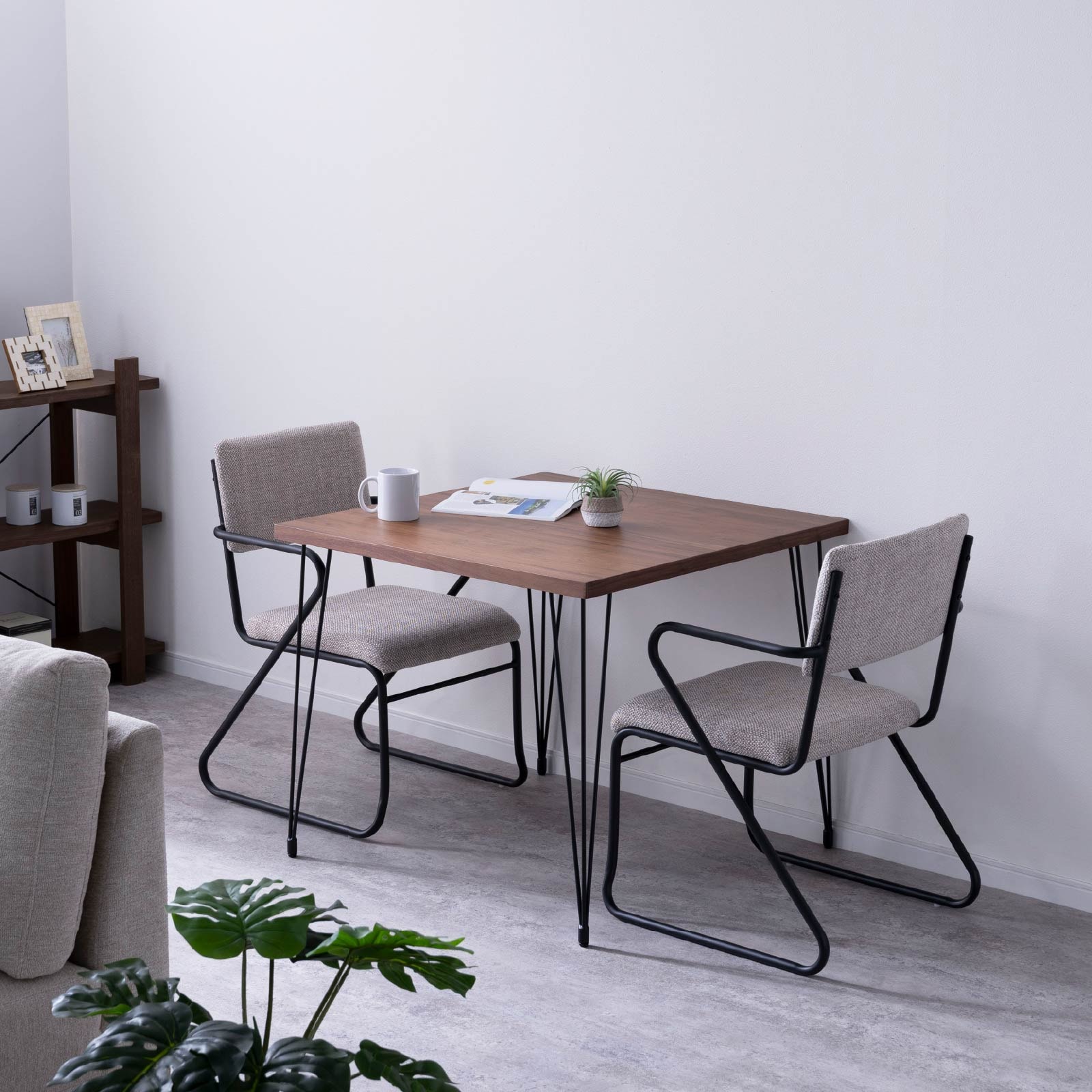 【2脚セット】［座面高さ67］ ミロア ｜ アイアン脚 モダン ファブリック PUレザー ダイニングチェア