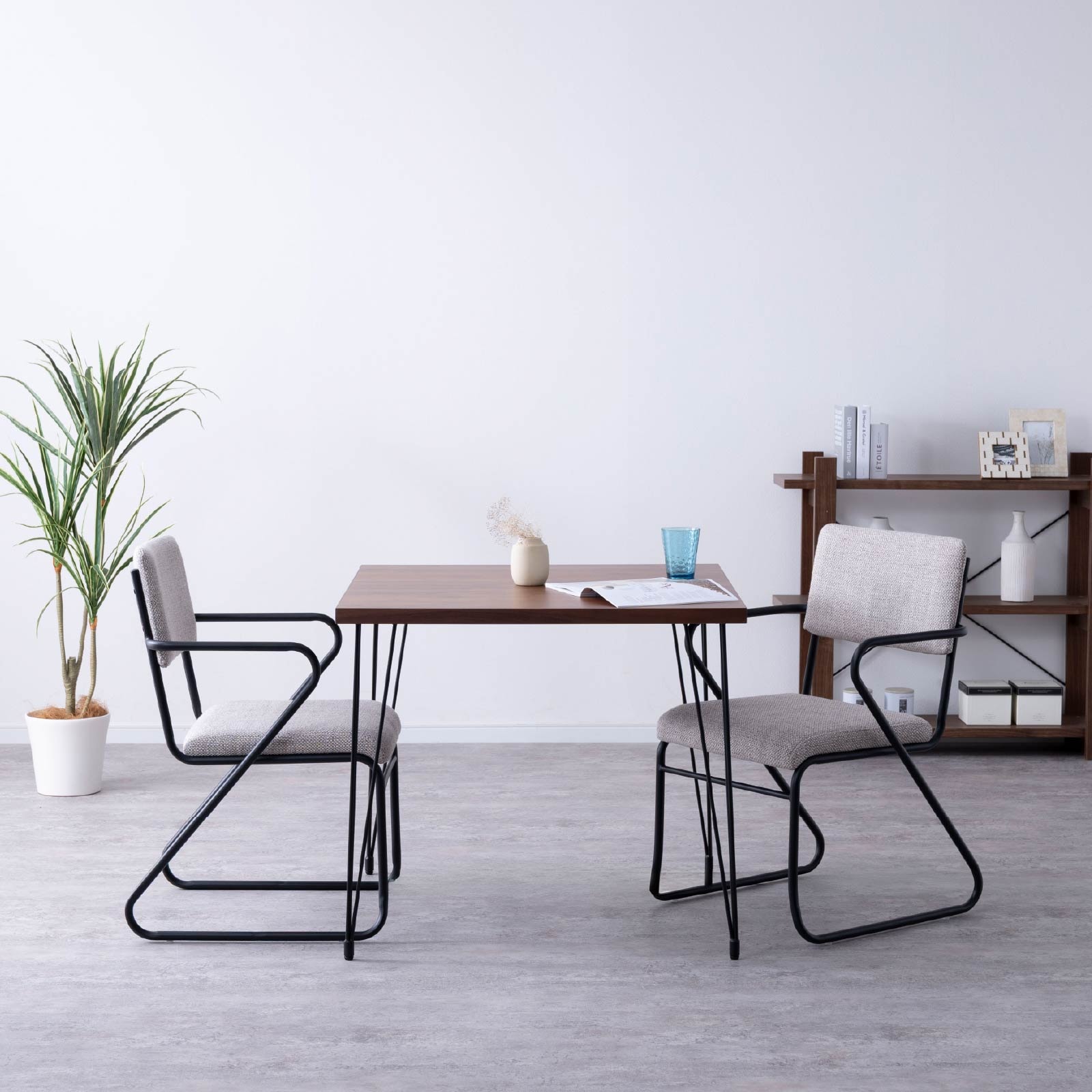 【2脚セット】［座面高さ67］ ミロア ｜ アイアン脚 モダン ファブリック PUレザー ダイニングチェア