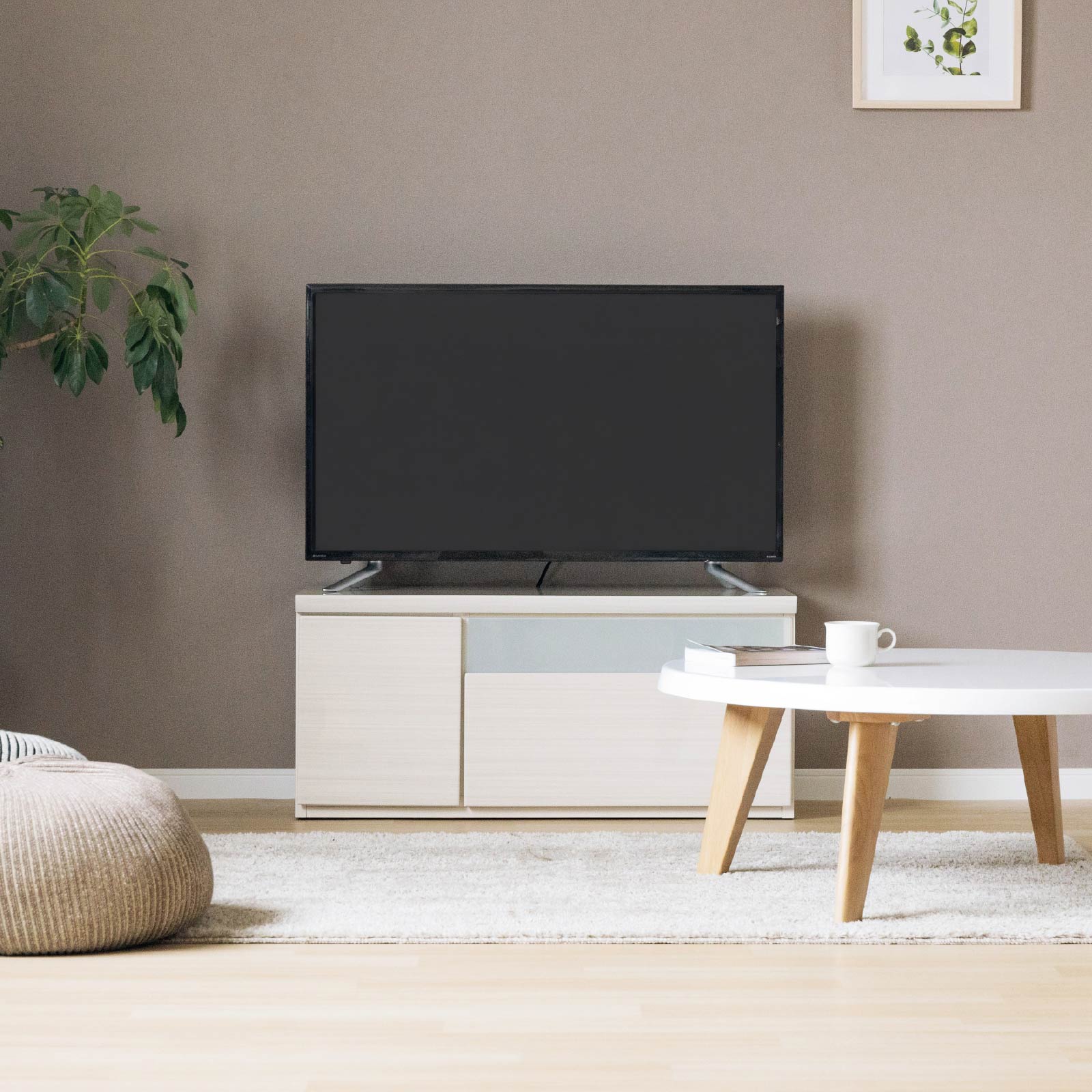 ［幅90］ デミオ ｜ ハイグロス テレビ台 ローボード 白木目