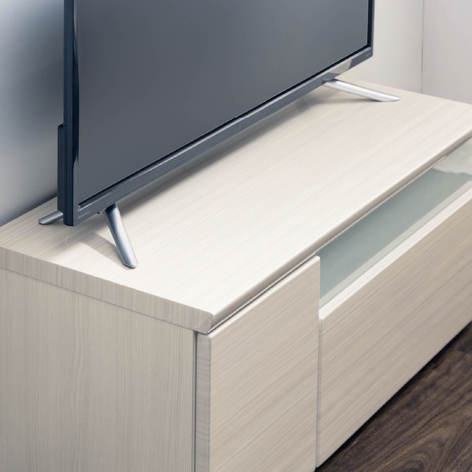 ［幅90］ デミオ ｜ ハイグロス テレビ台 ローボード 白木目