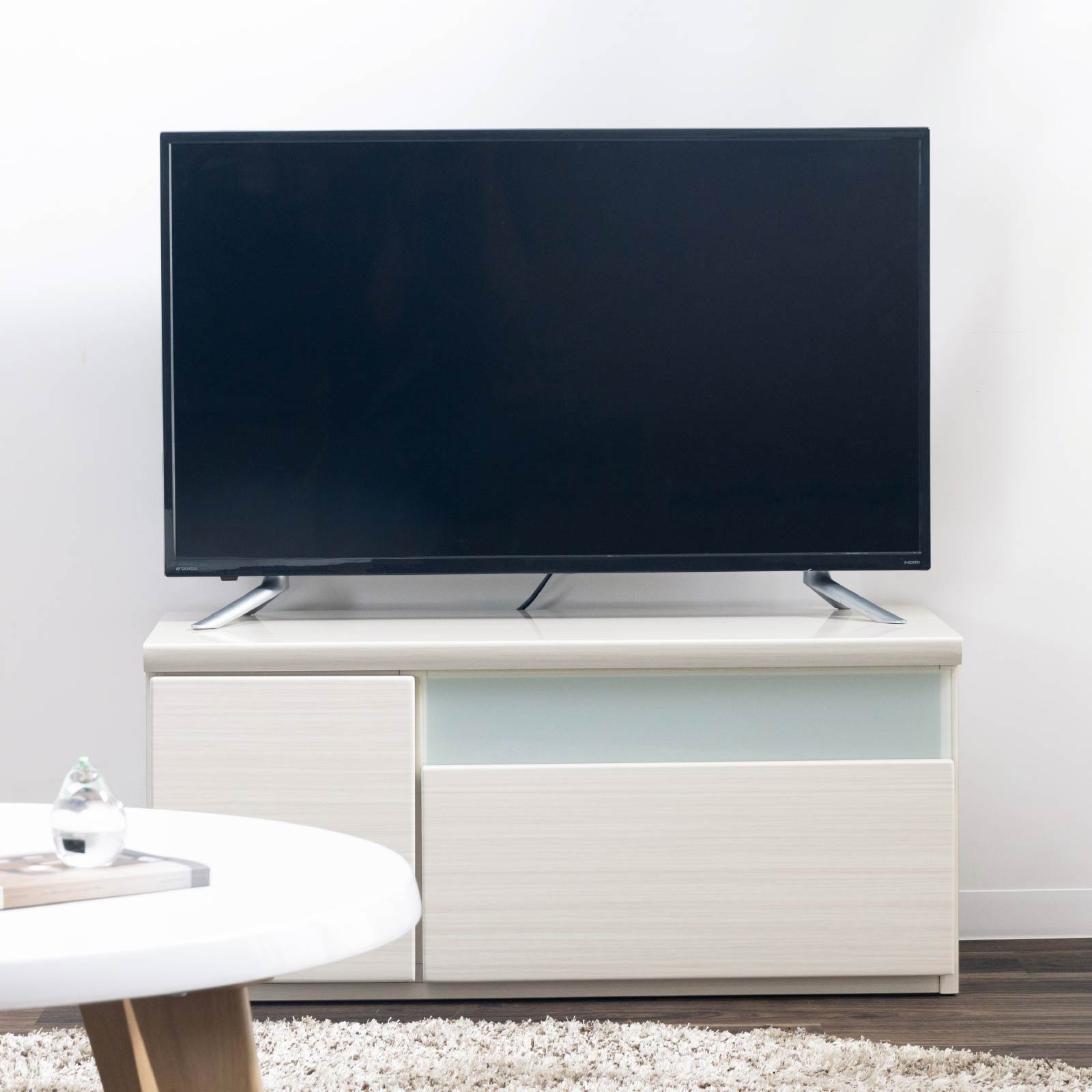 ［幅90］ デミオ ｜ ハイグロス テレビ台 ローボード 白木目