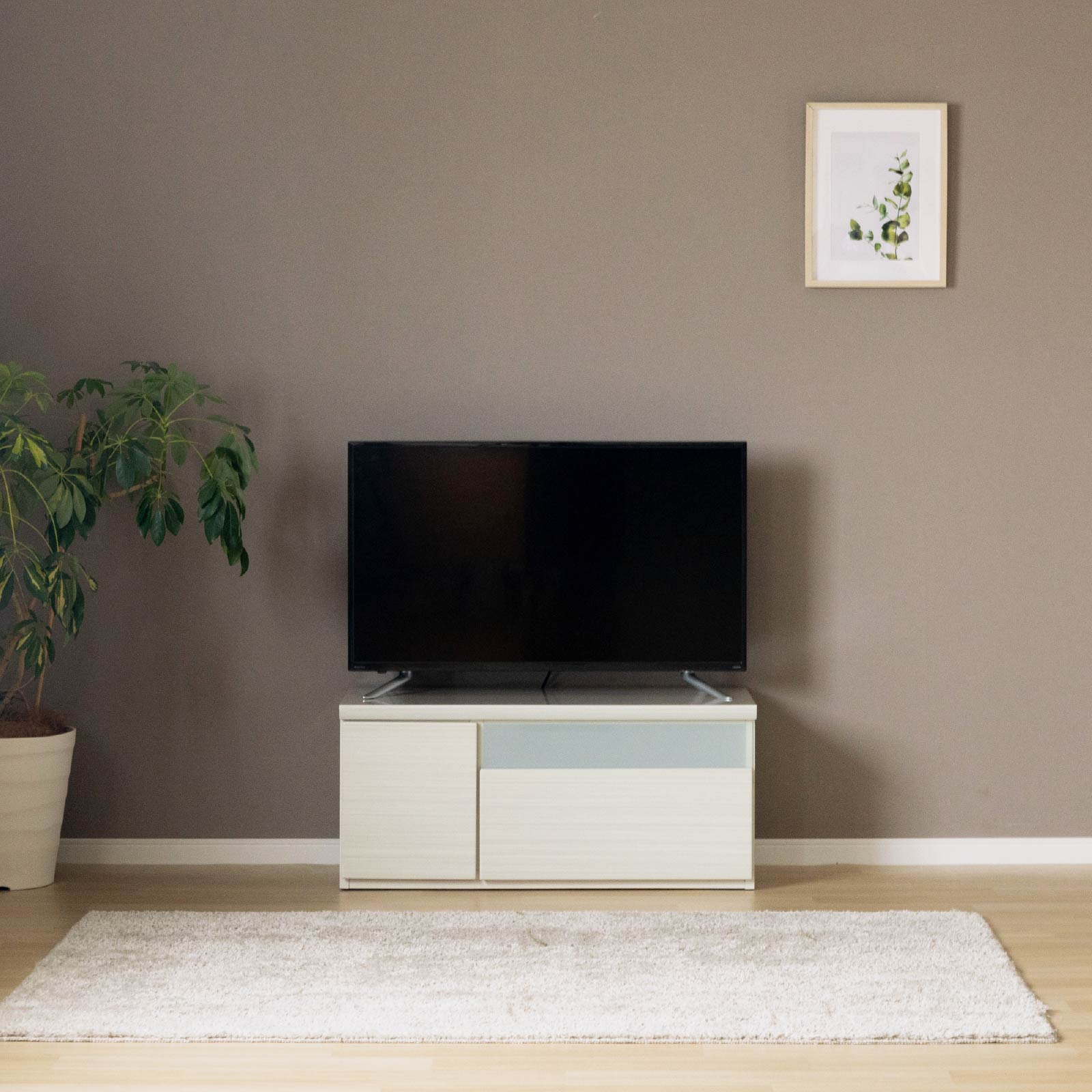 ［幅90］ デミオ ｜ ハイグロス テレビ台 ローボード 白木目