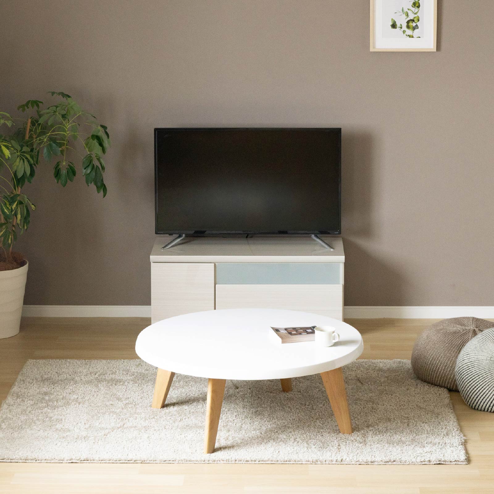 ［幅90］ デミオ ｜ ハイグロス テレビ台 ローボード 白木目