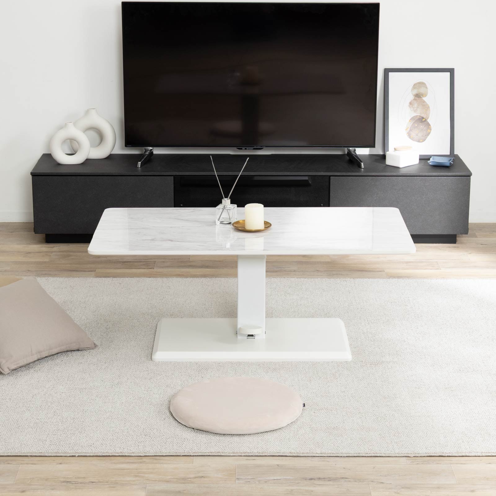 田*中様 .*・゜大理石調 昇降式 センターテーブル 100×60cm・*. サカベ リビングテーブル 昇降式 センターテーブル 昇降テーブル
