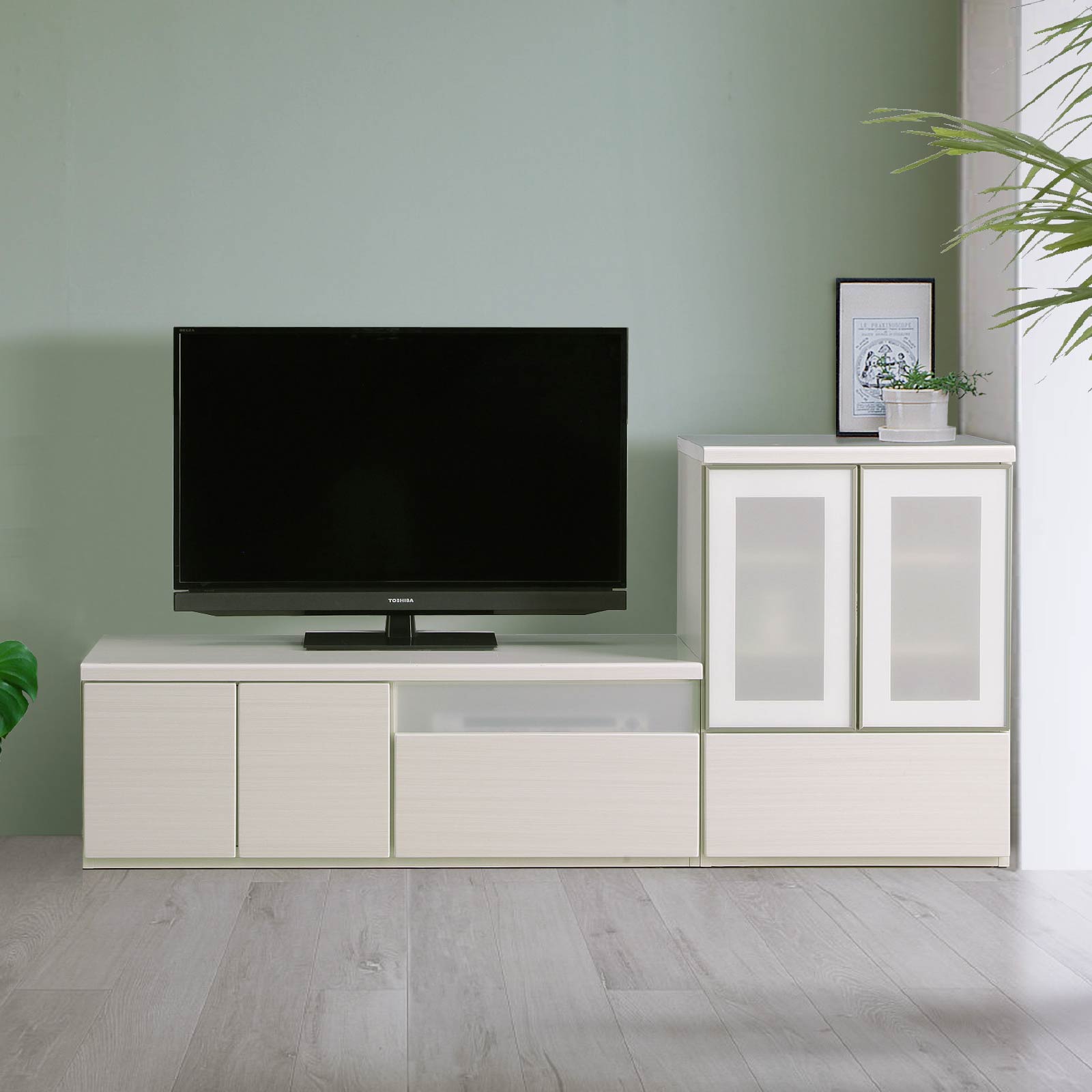 ［幅120］ デミオ ｜ ハイグロス テレビ台 ローボード 白木目