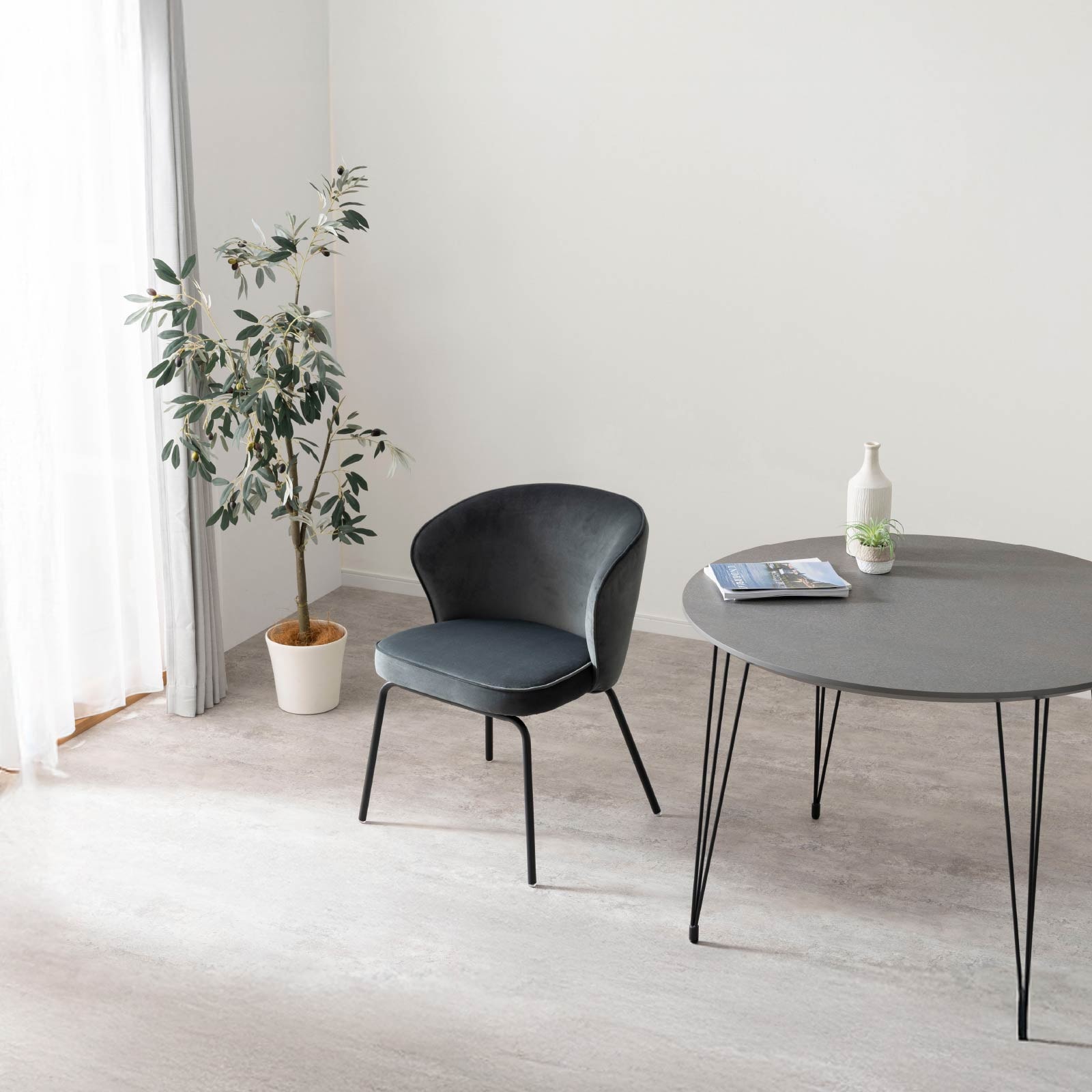 2脚セット】［座面高さ47］ サリーナ ｜ アイアン脚 モダン