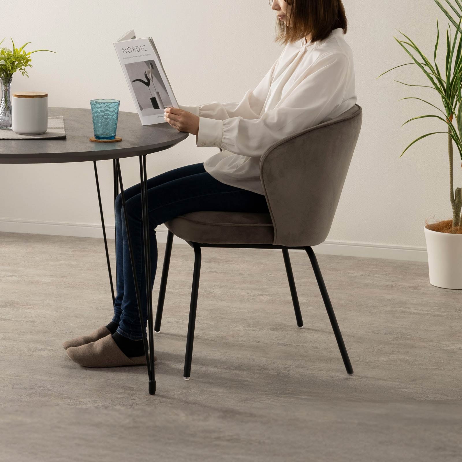 2脚セット】［座面高さ47］ サリーナ ｜ アイアン脚 モダン