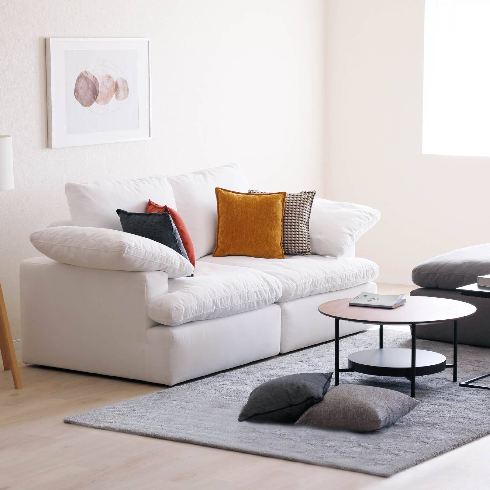 ［幅204］ ウキグモ ｜ 2人掛け ヘッドレスト 撥水 クッション付き ソファ