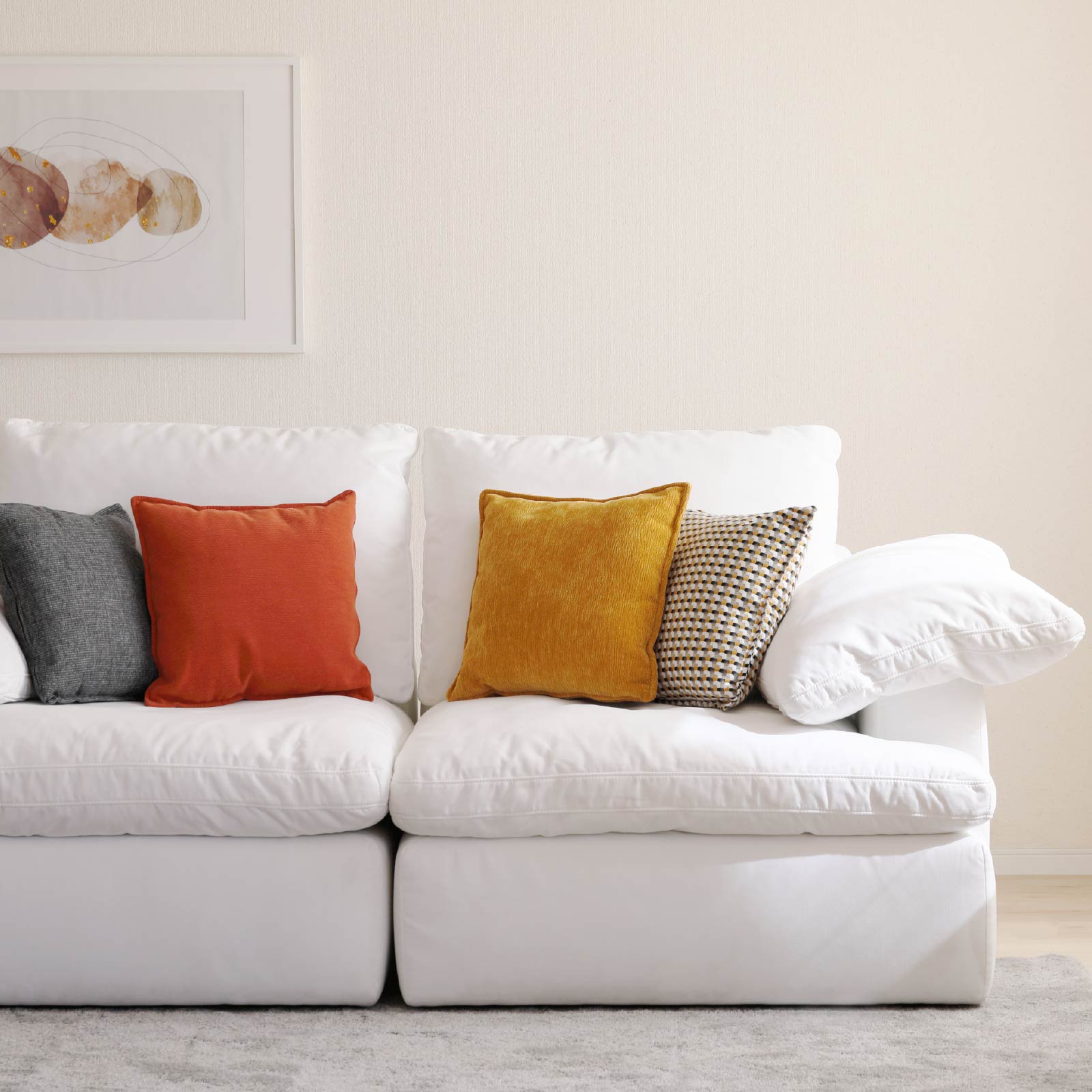 ［幅204］ ウキグモ ｜ 2人掛け ヘッドレスト 撥水 クッション付き ソファ