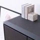 ［幅80/高さ80］ブロッケン | セラミック調 サイドボード 黒 リビングボード