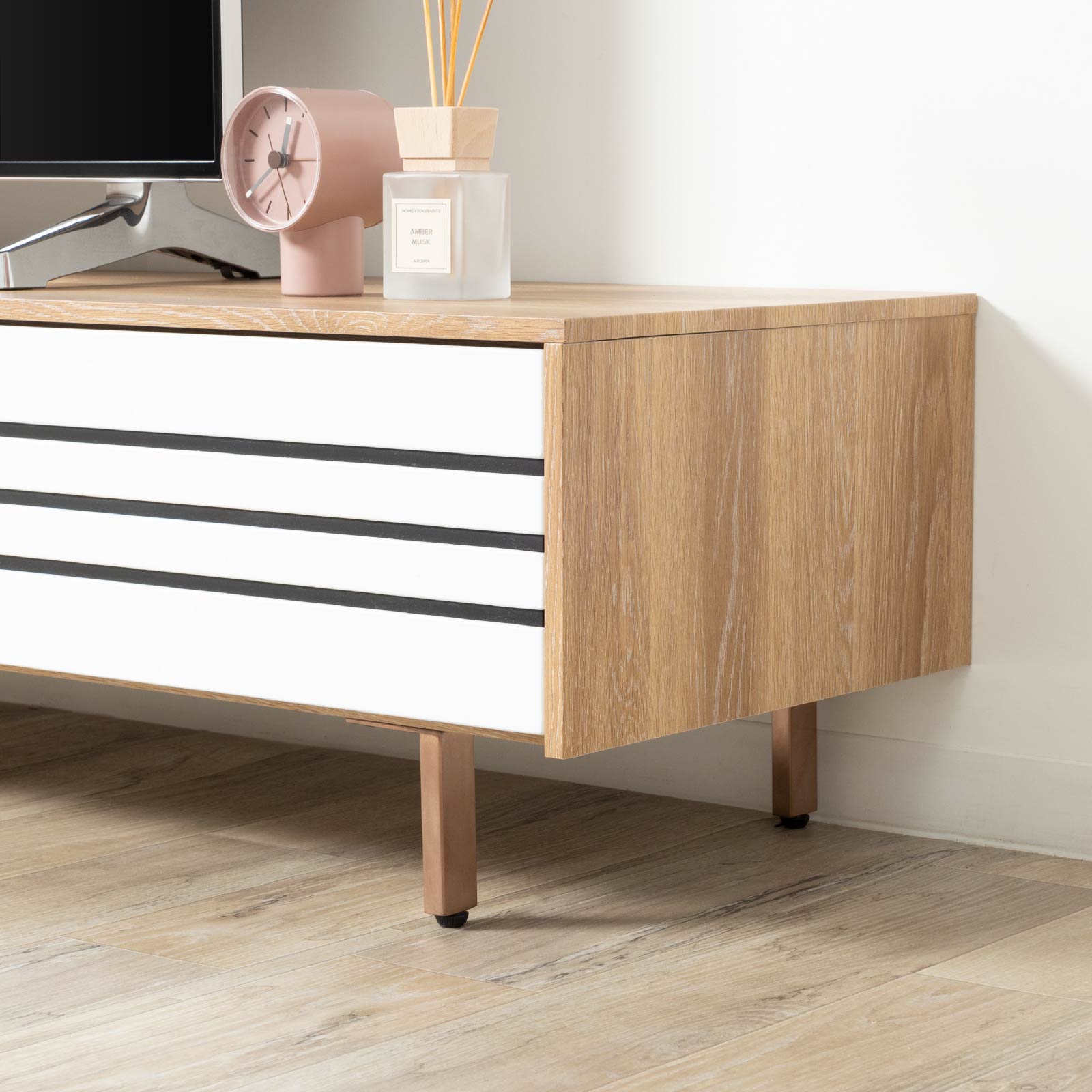 ［幅180］ イゾラ ｜ テレビボード 木目調 バイカラー スチール脚