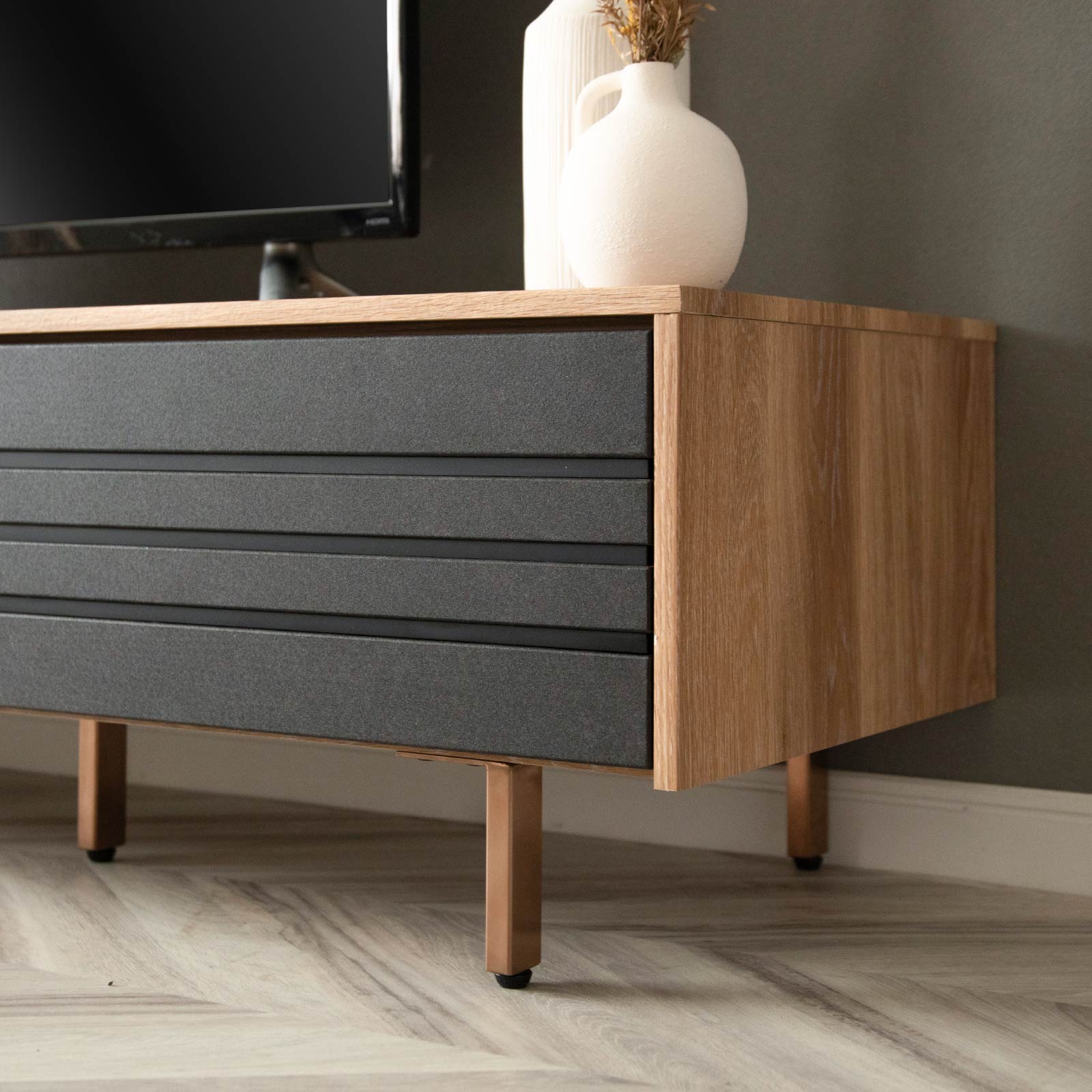 ［幅180］ イゾラ ｜ テレビボード 木目調 バイカラー スチール脚