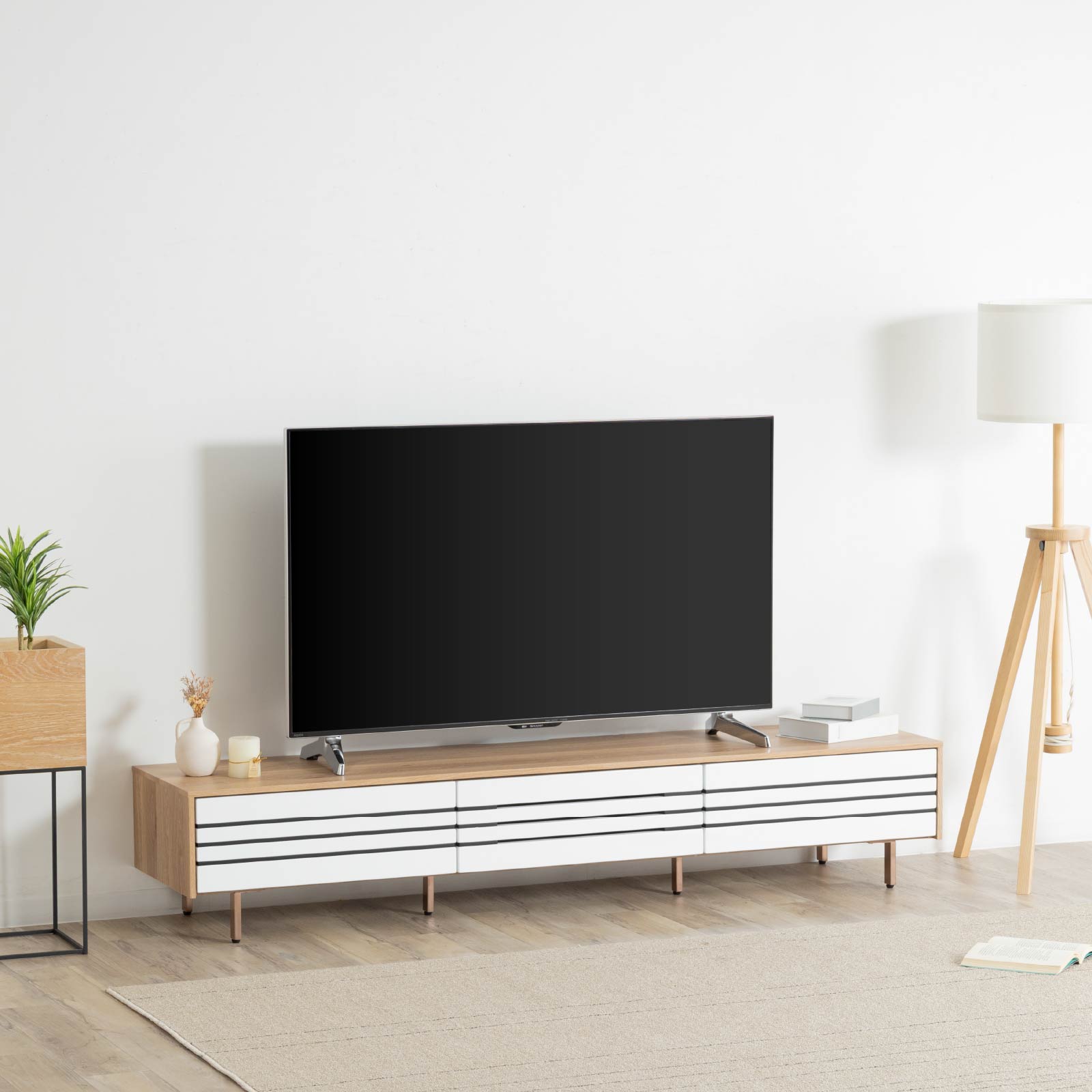 ［幅180］ イゾラ ｜ テレビボード 木目調 バイカラー スチール脚