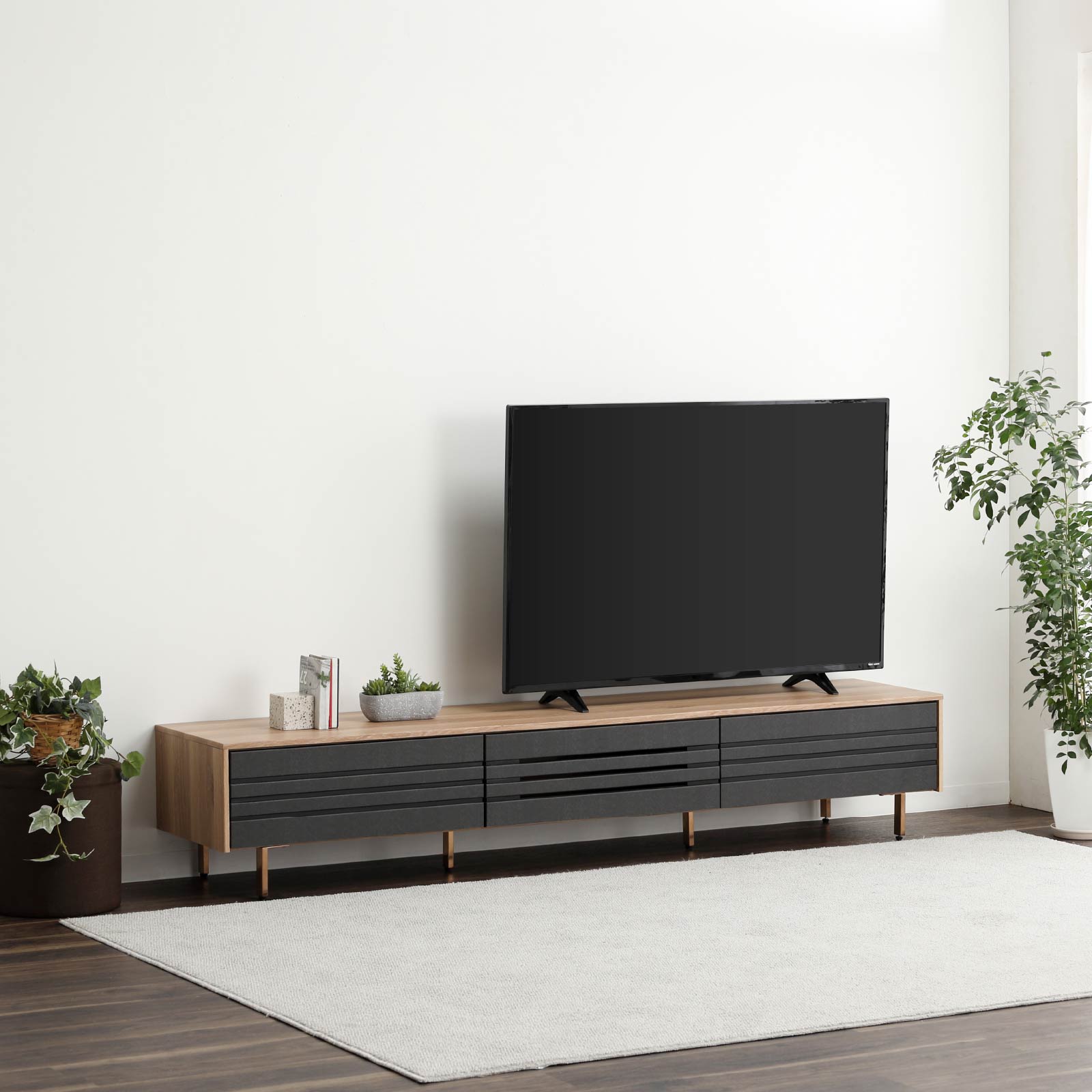 ［幅180］ イゾラ ｜ テレビボード 木目調 バイカラー スチール脚