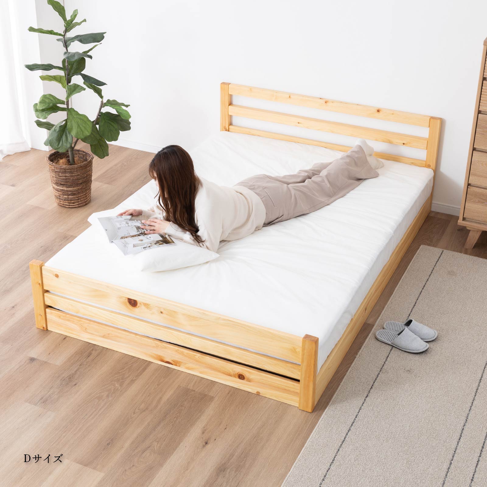 ［S/SD/D］ コルス ｜ ヒノキ ベッドフレーム すのこベッド ひのき無垢材 シングル セミダブル ダブル ベッド